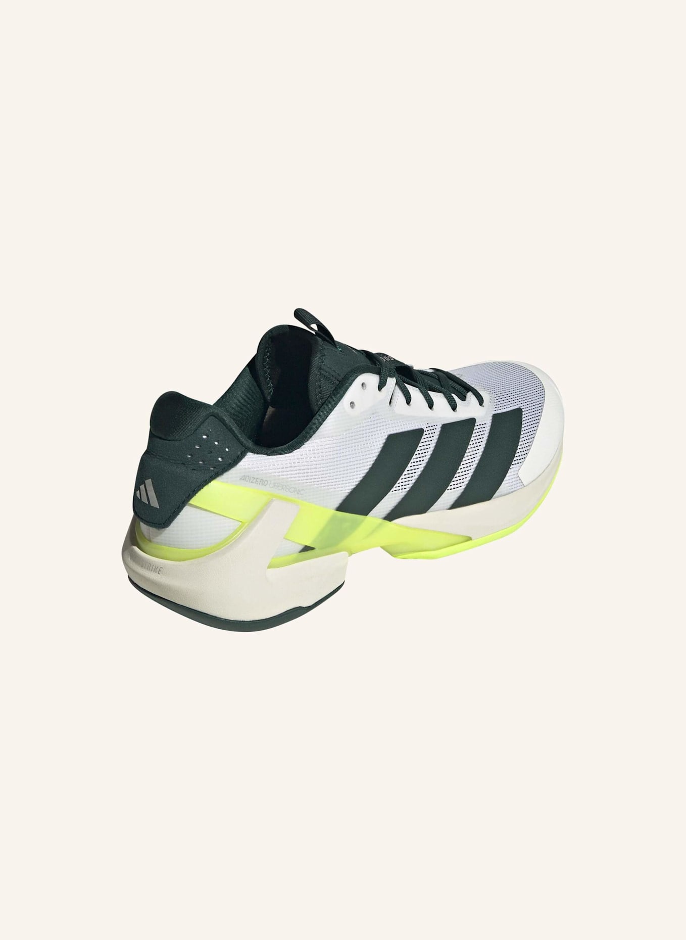 adidas ADIZERO UBERSONIC 5 TENNISSCHUH: WEISS/ GRÜN/ GELB