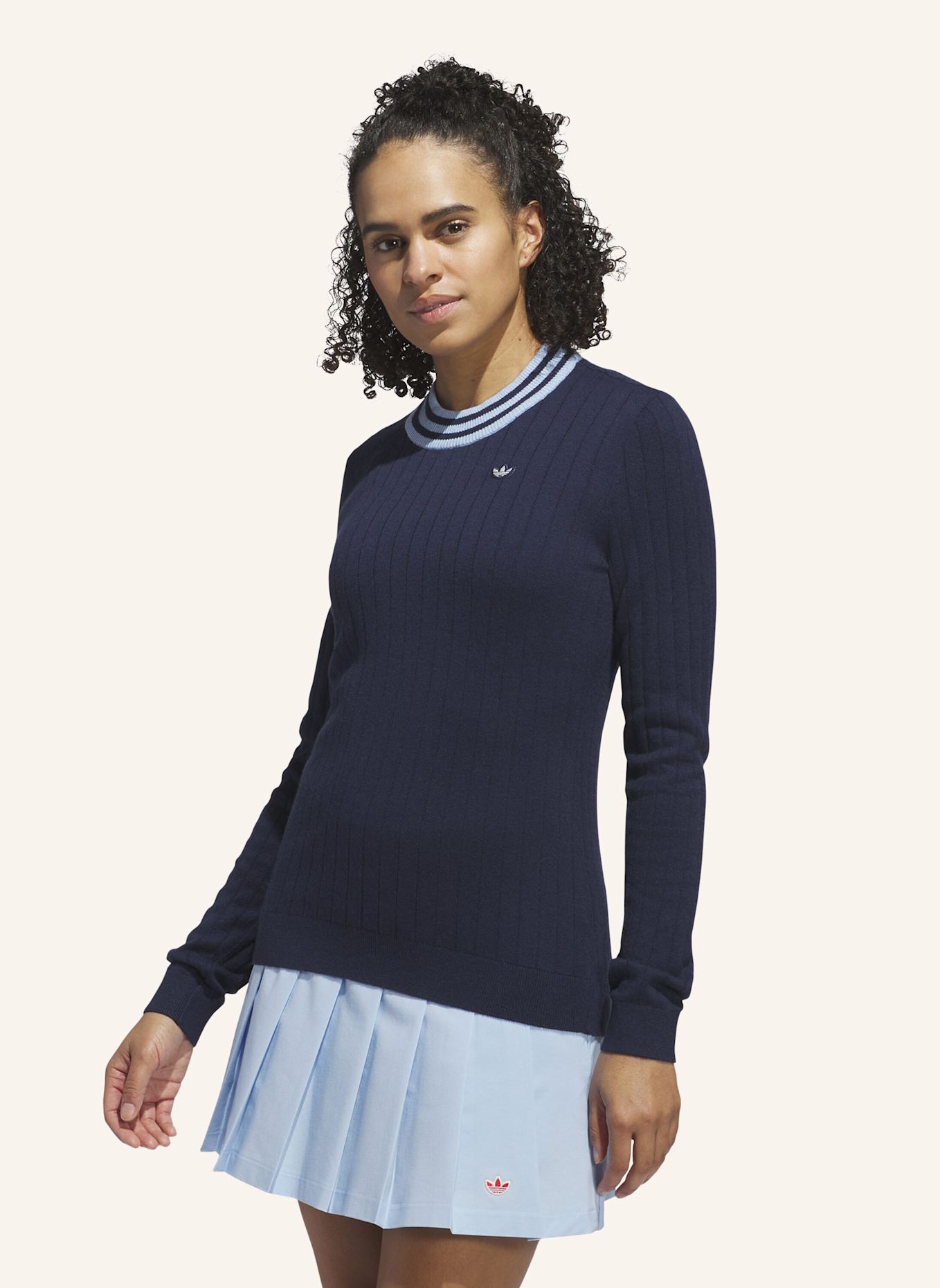 adidas ORIGINALS CASHMERE KNIT PULLOVER: BLAU