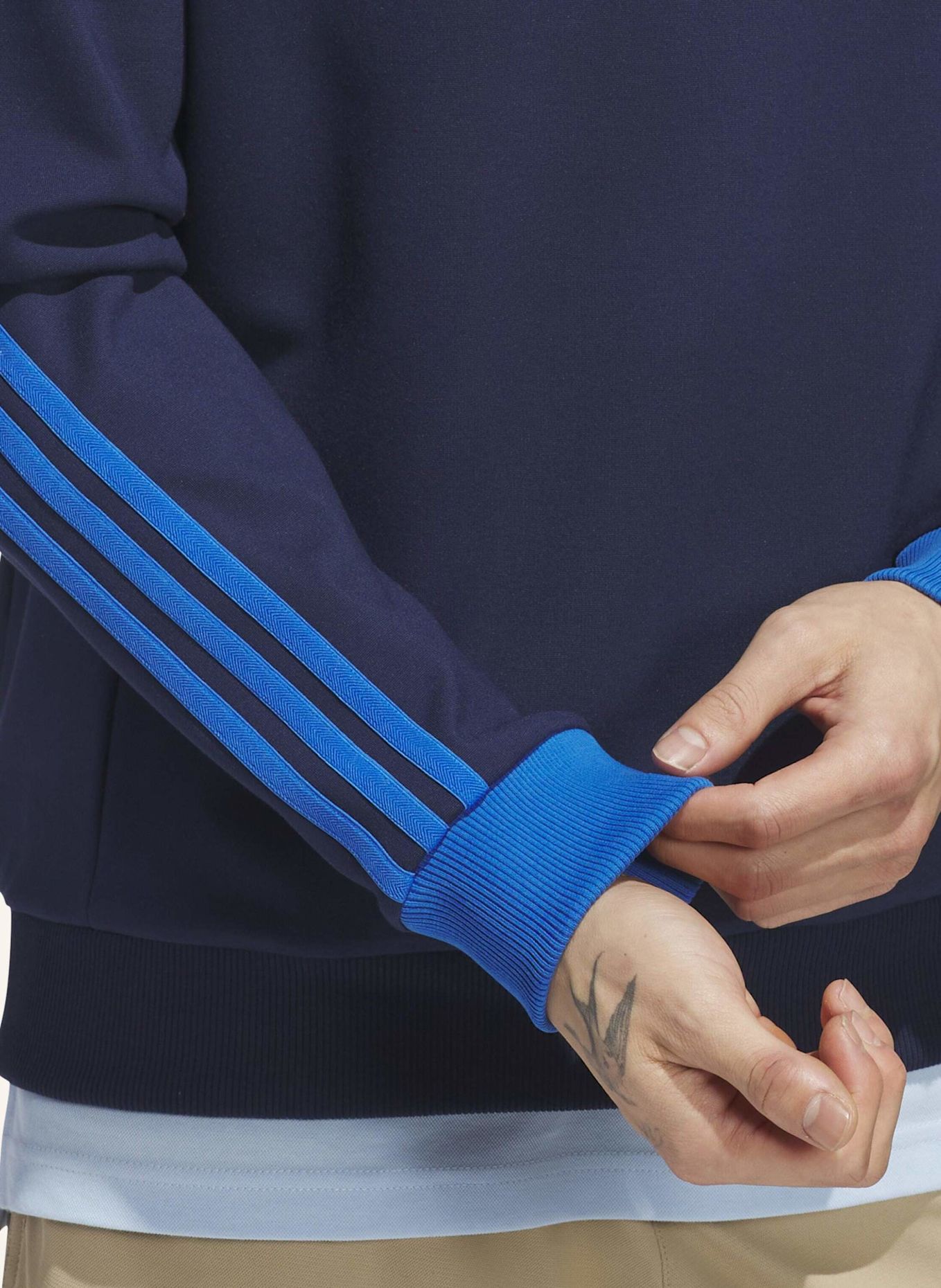 adidas ORIGINALS 3-STREIFEN 1/4 ZIP SWEATSHIRT: BLAU