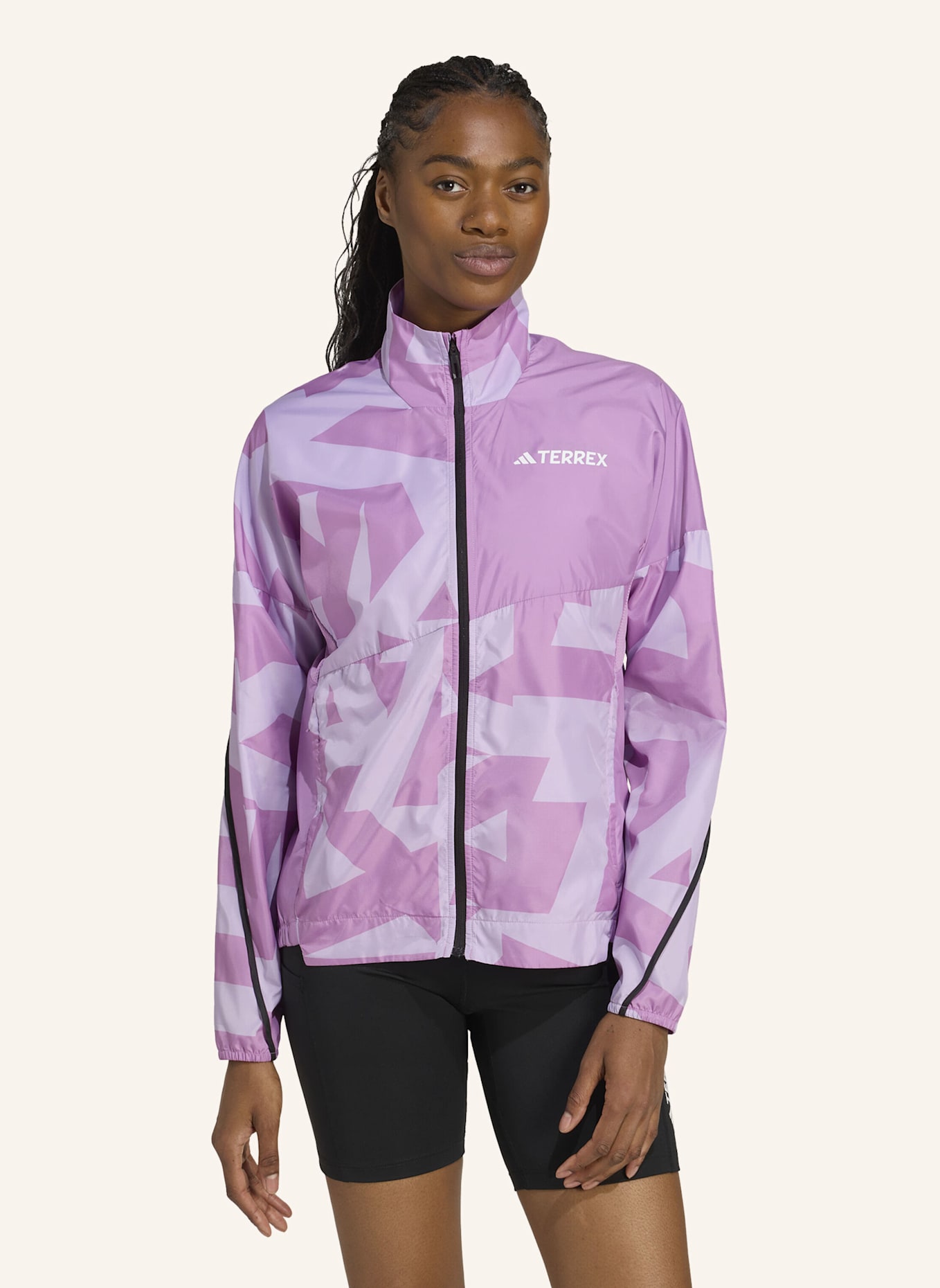 adidas TERREX TERREX MULTI PRINTED WINDJACKE: LILA/ HELLLILA