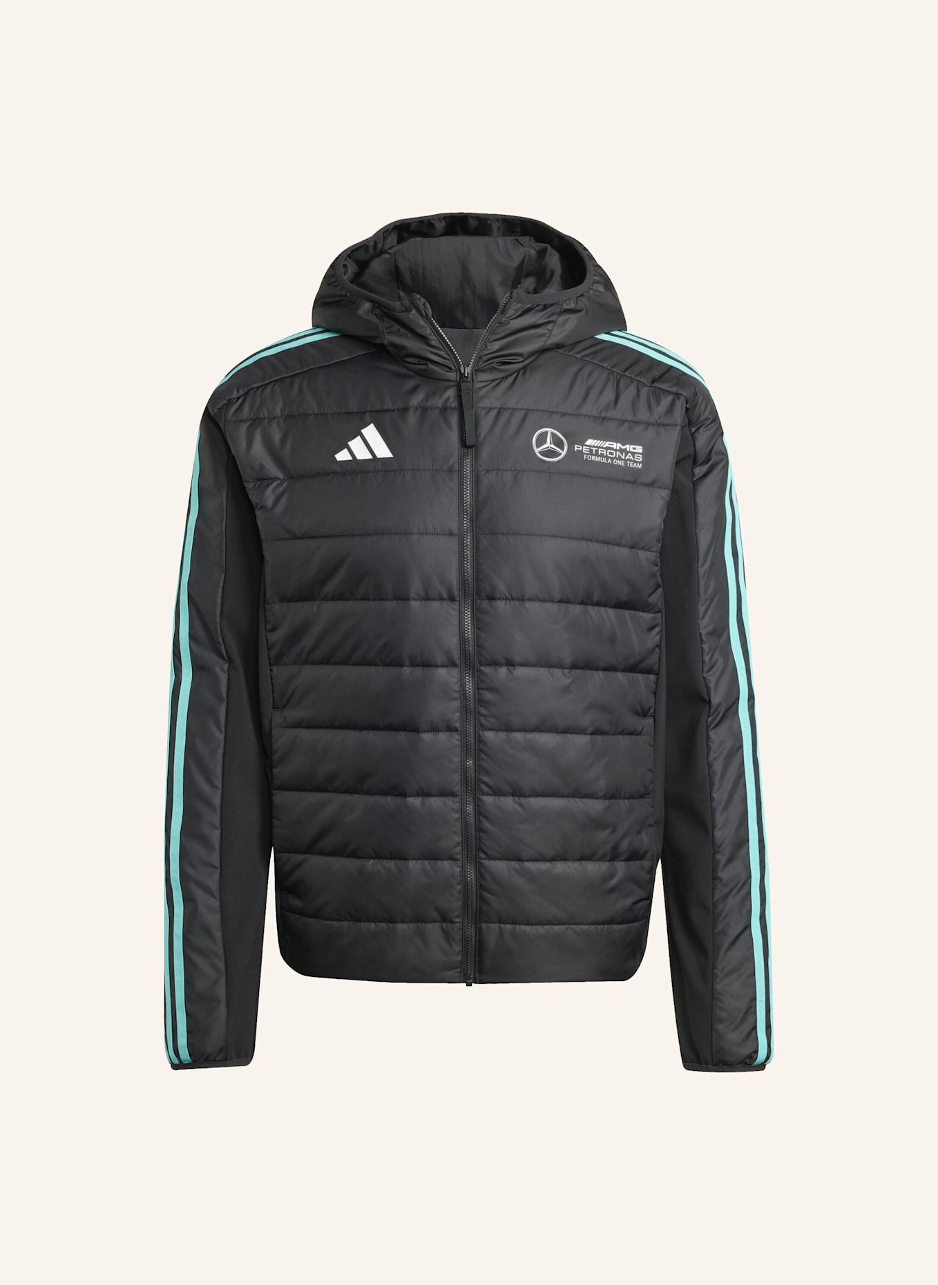 adidas MERCEDES - AMG PETRONAS FORMULA ONE TEAM DNA PUFFER JACKE: SCHWARZ/ WEISS