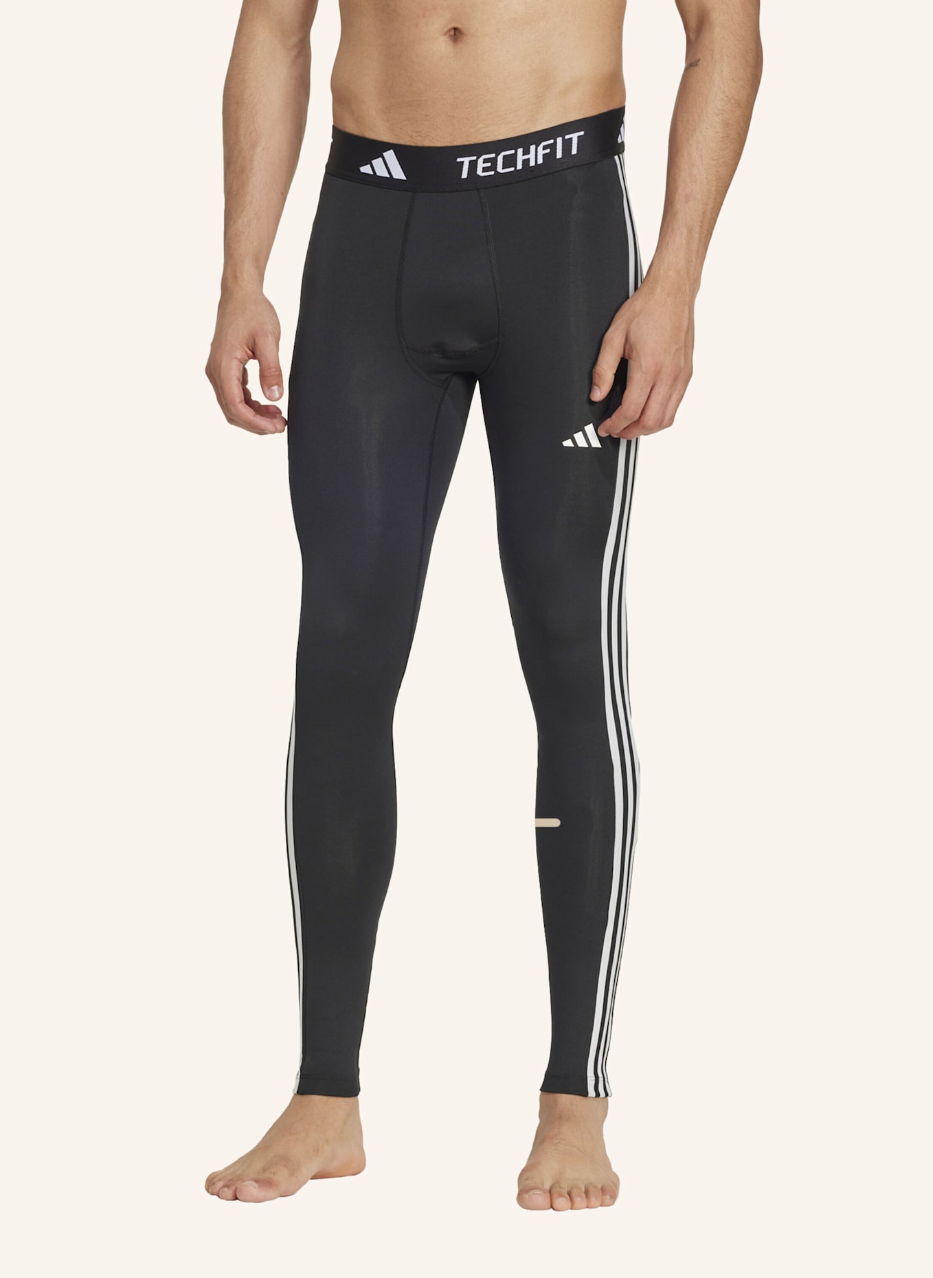 adidas TECHFIT COMPRESSION TRAINING 3-STREIFEN LANGE LEGGINGS: SCHWARZ
