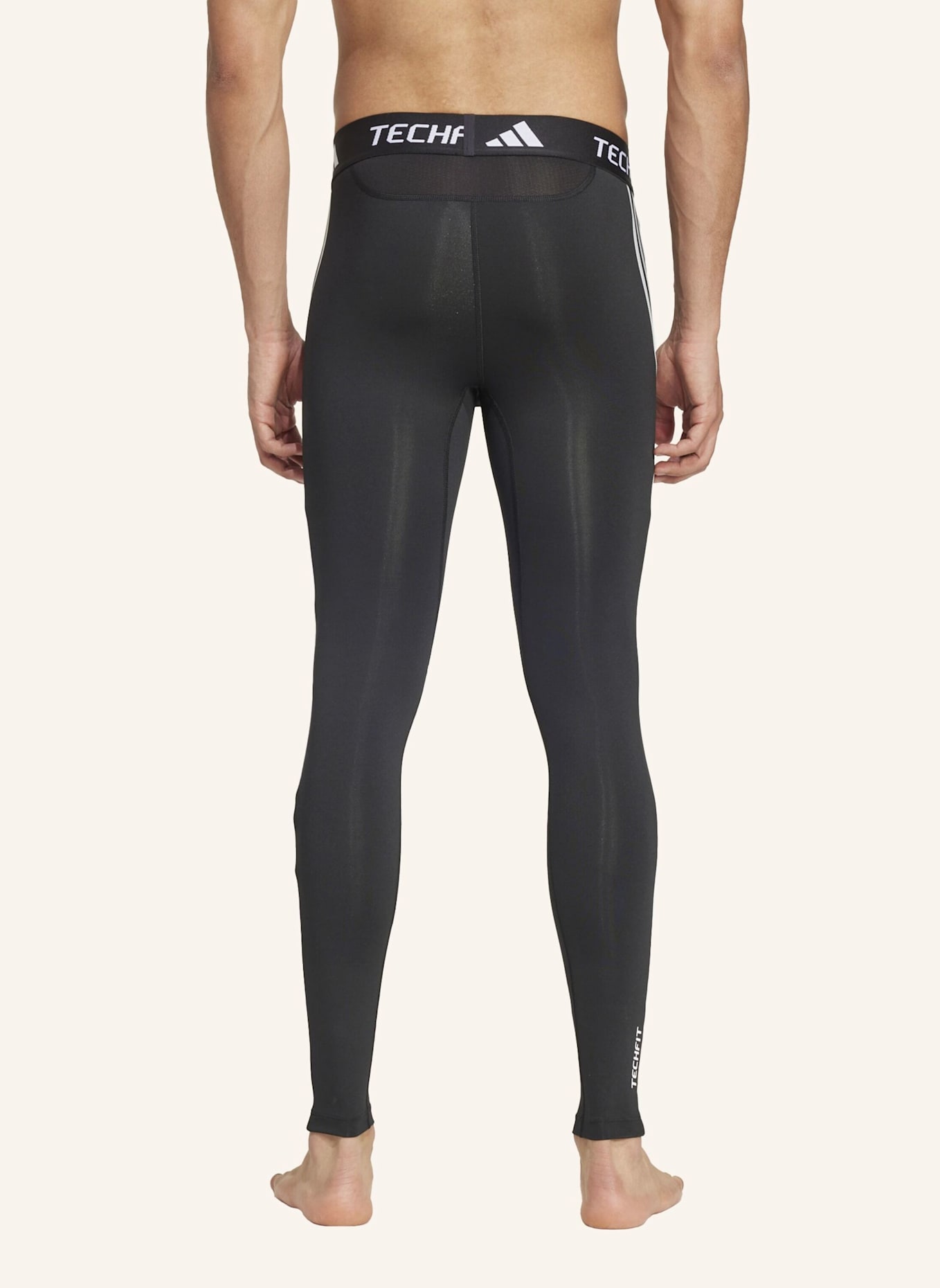adidas TECHFIT COMPRESSION TRAINING 3-STREIFEN LANGE LEGGINGS: SCHWARZ