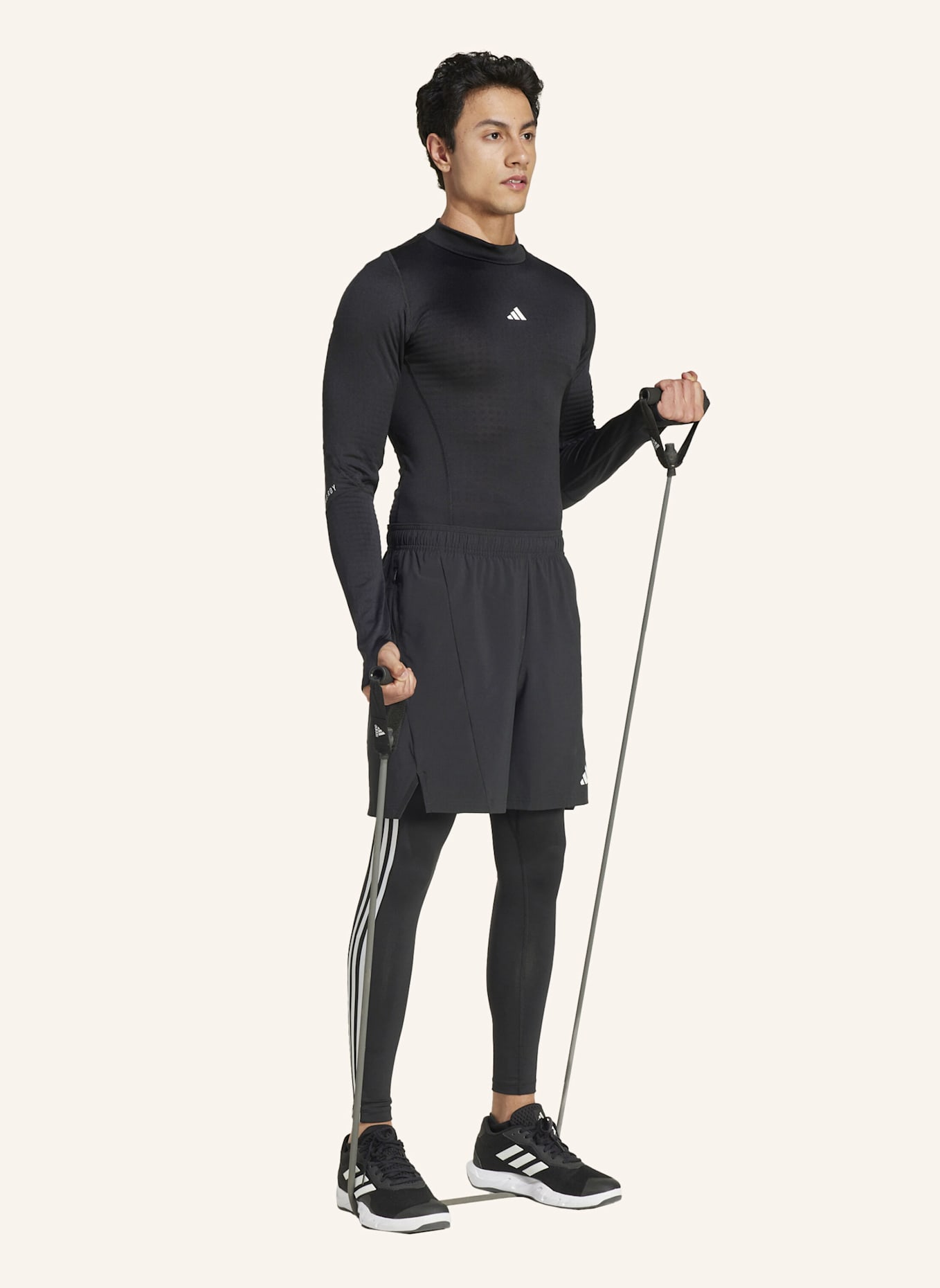 adidas TECHFIT COMPRESSION TRAINING 3-STREIFEN LANGE LEGGINGS: SCHWARZ