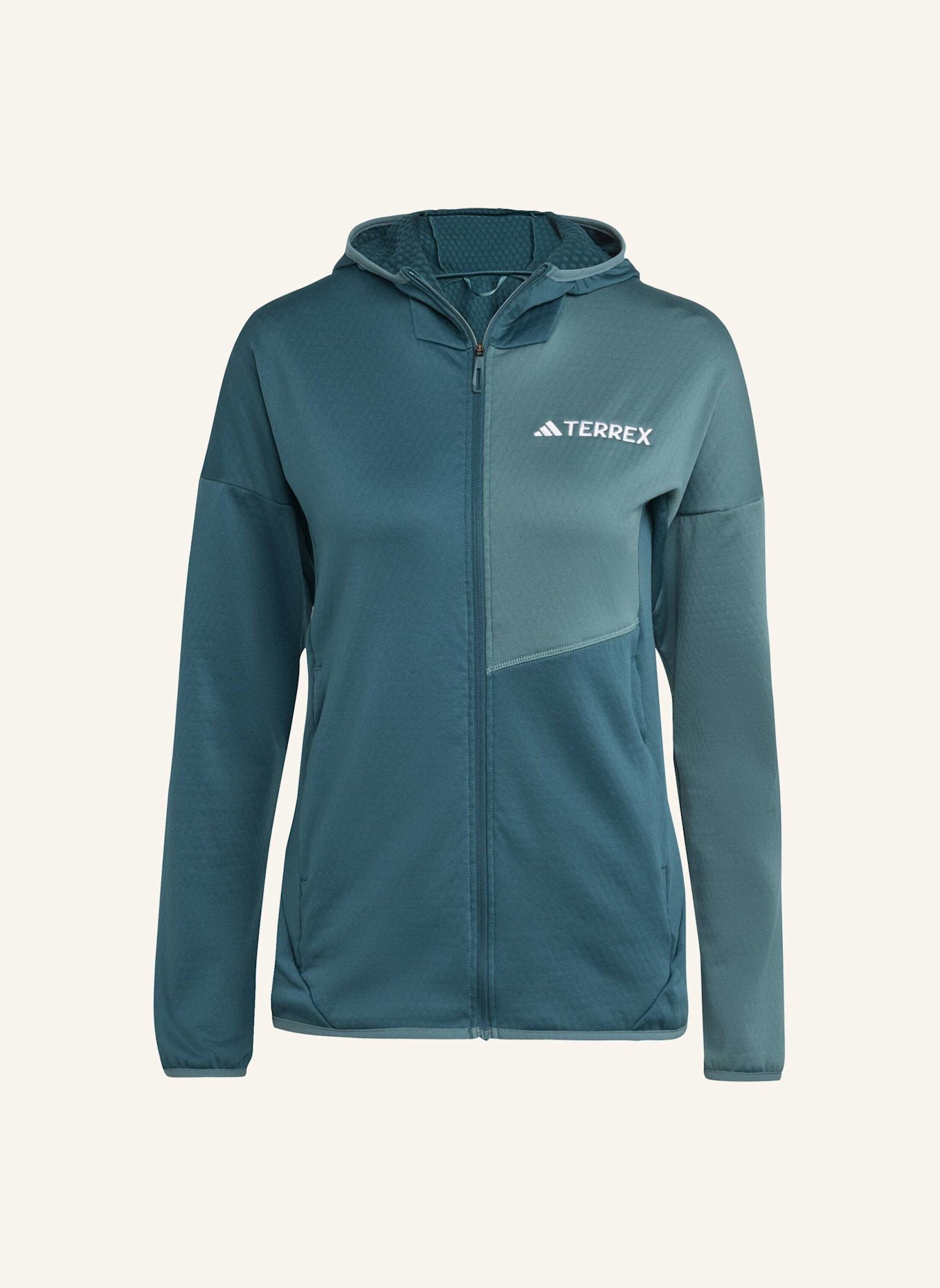 adidas TERREX Fleecejacke TERREX XPERIOR CLIMAWARM LIFGT FLEECE HOODED: GRÜN/ TÜRKIS