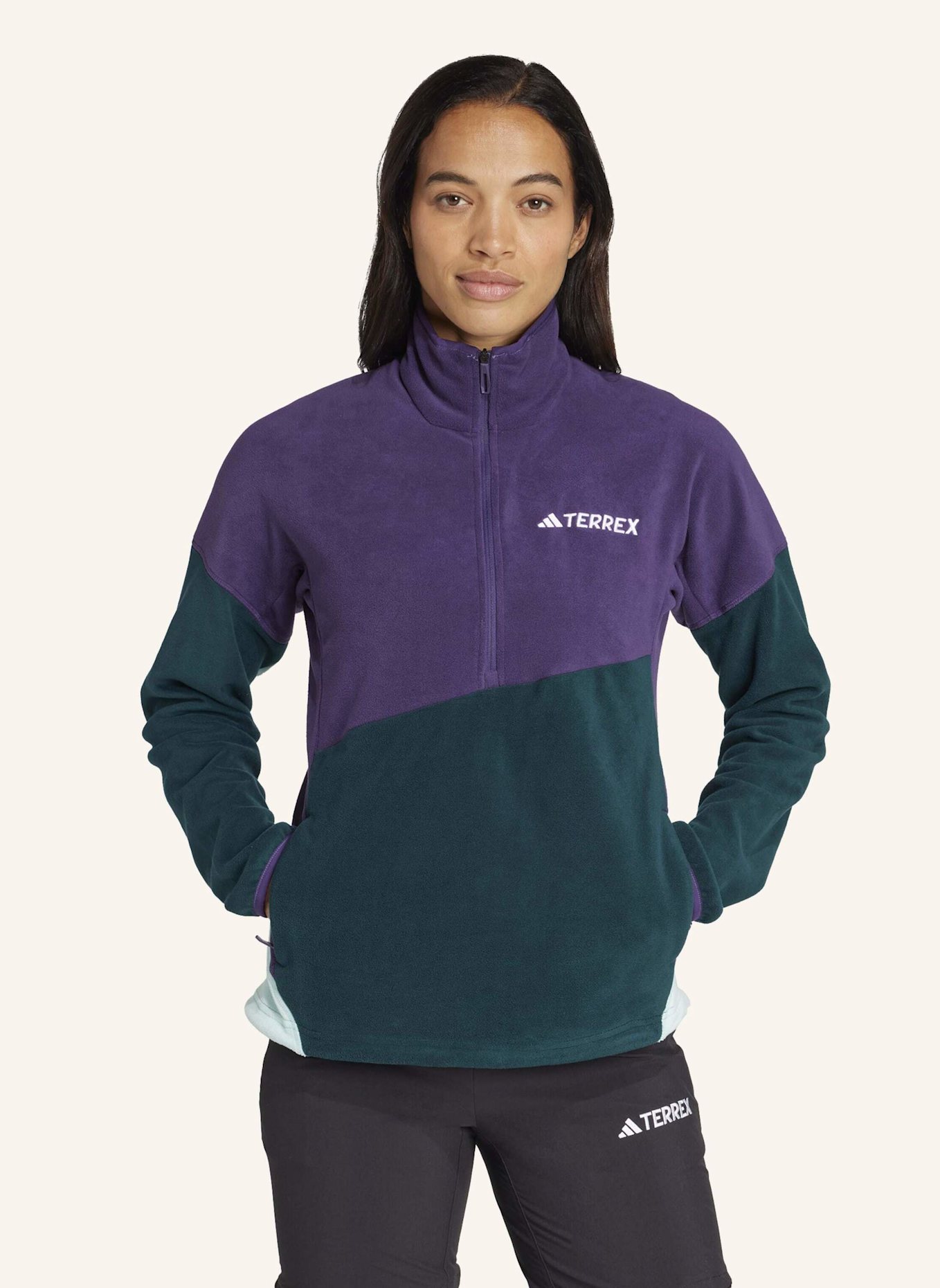 adidas TERREX Fleece-Troyer TERREX MULTI CLIMAWARM: LILA/ GRÜN