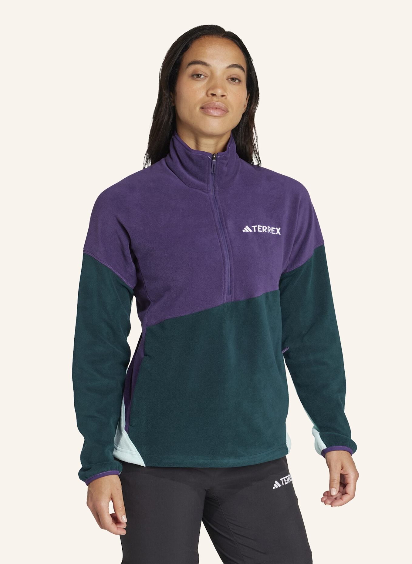 adidas TERREX Fleece-Troyer TERREX MULTI CLIMAWARM: LILA/ GRÜN