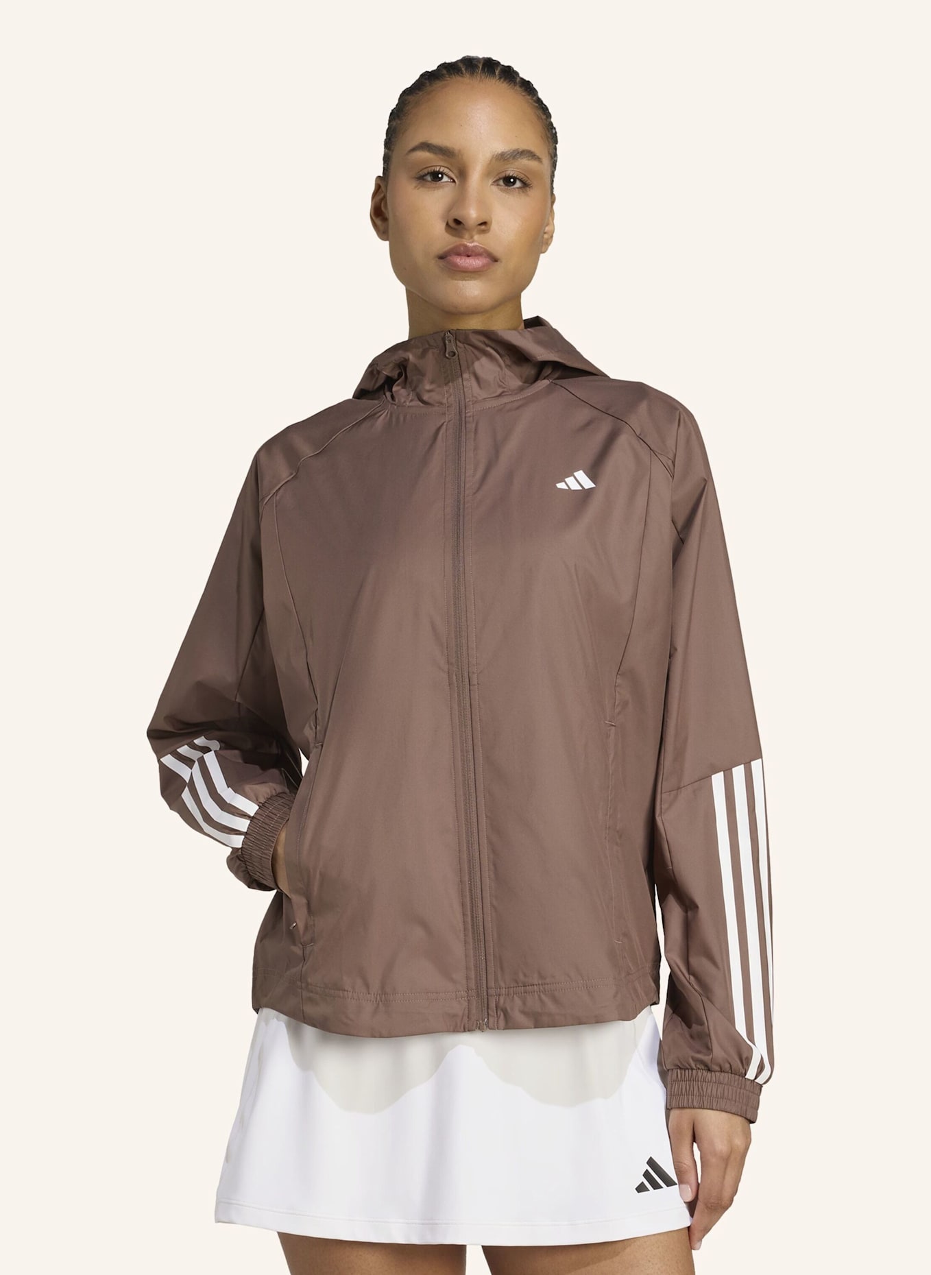 adidas WIND.RDY HYPERGLAM WINDBREAKER: BRAUN/ WEISS