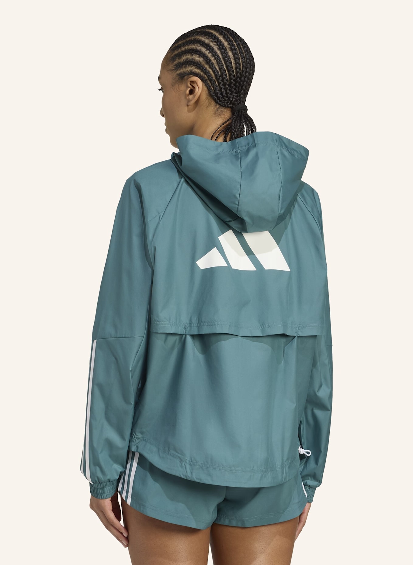 adidas WIND.RDY HYPERGLAM WINDBREAKER: TÜRKIS/ WEISS