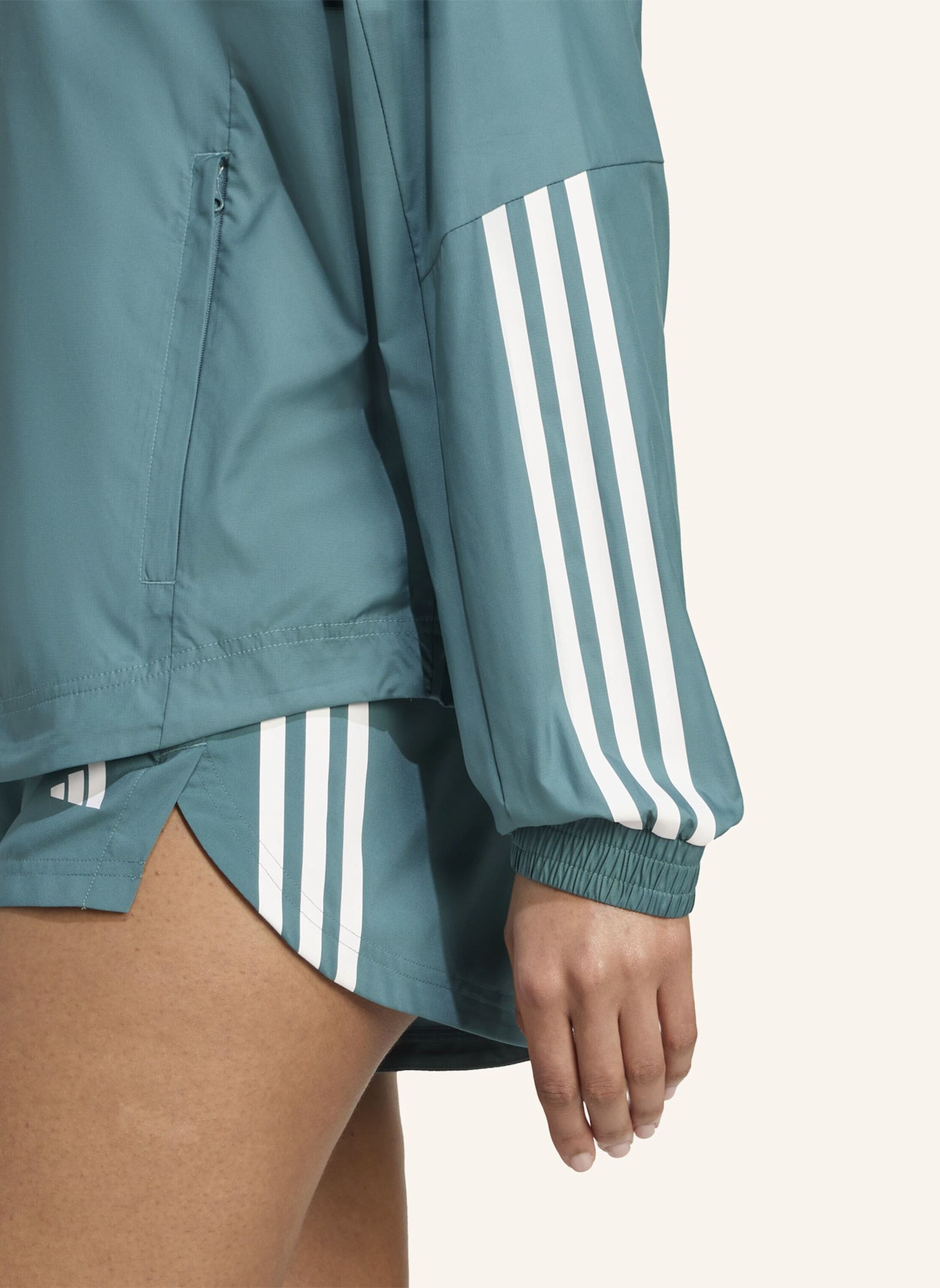 adidas WIND.RDY HYPERGLAM WINDBREAKER: TÜRKIS/ WEISS