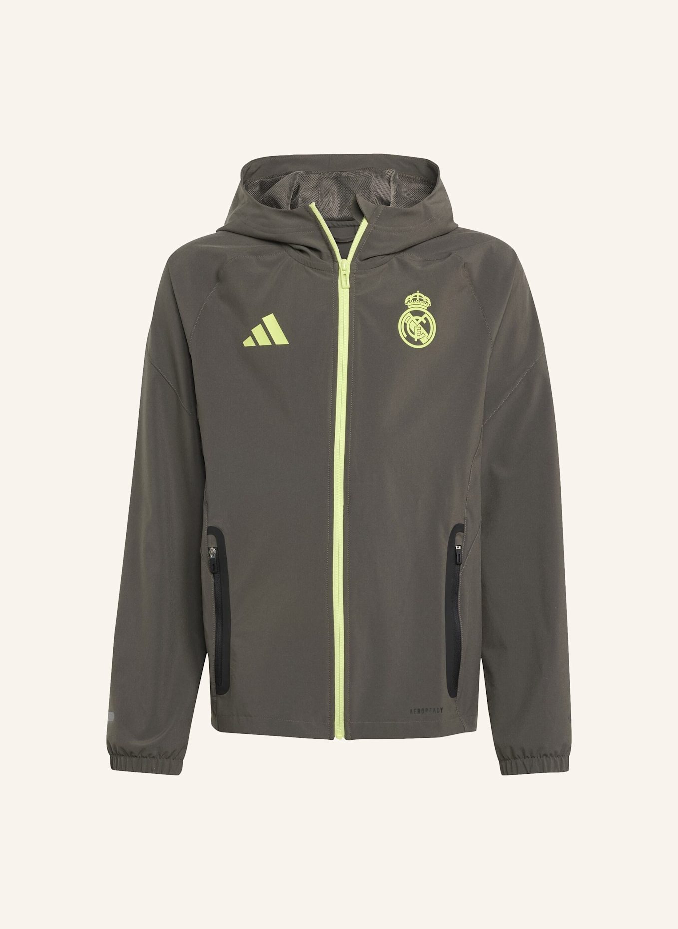 adidas REAL MADRID TIRO 25 COMPETITION VIS TECH TRAVEL KIDS JACKE: GRAU/ GELB
