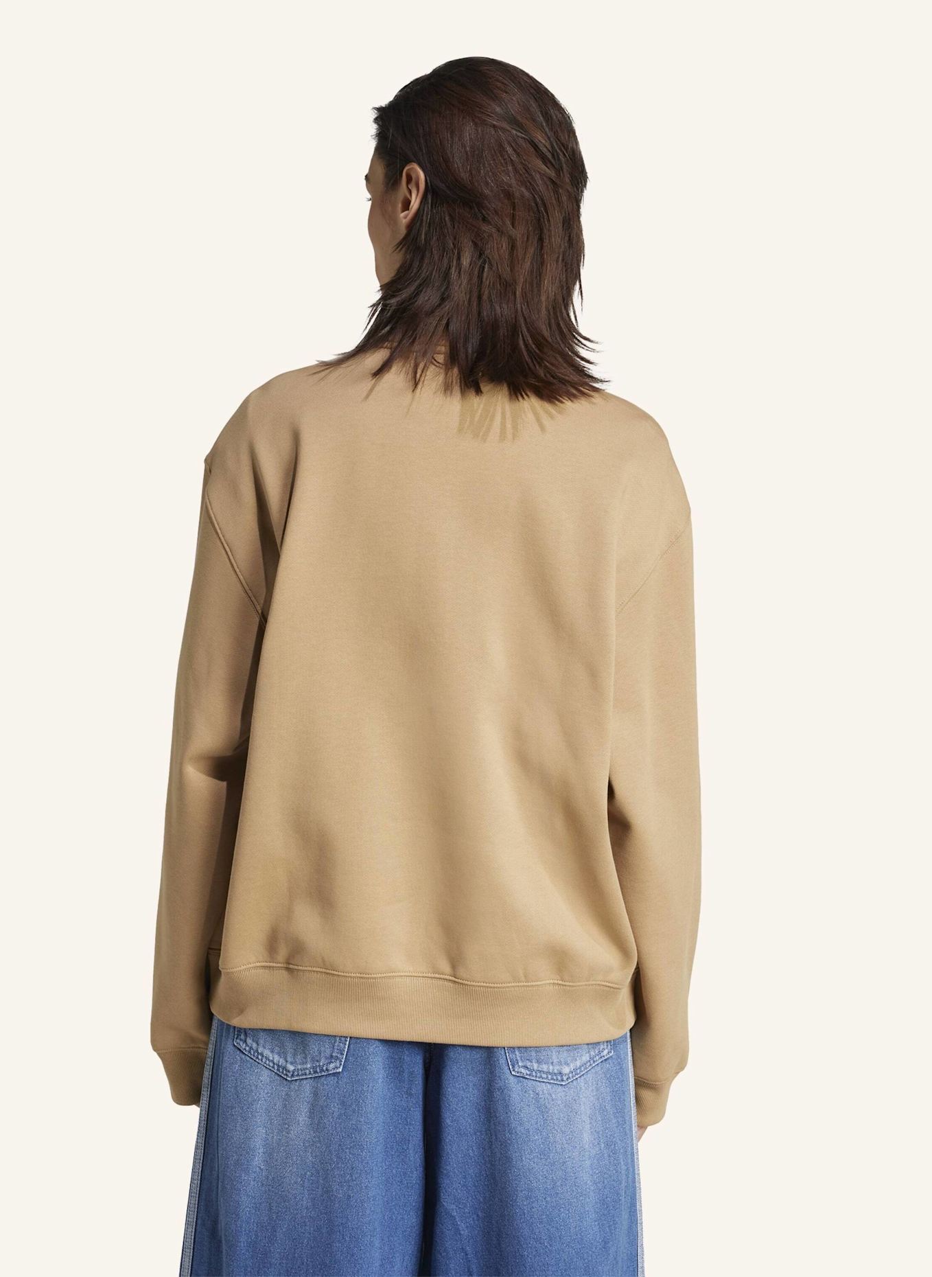 adidas Originals ESSENTIALS LINEAR QUARTER-ZIP OVERSIZED OBERTEIL: BEIGE