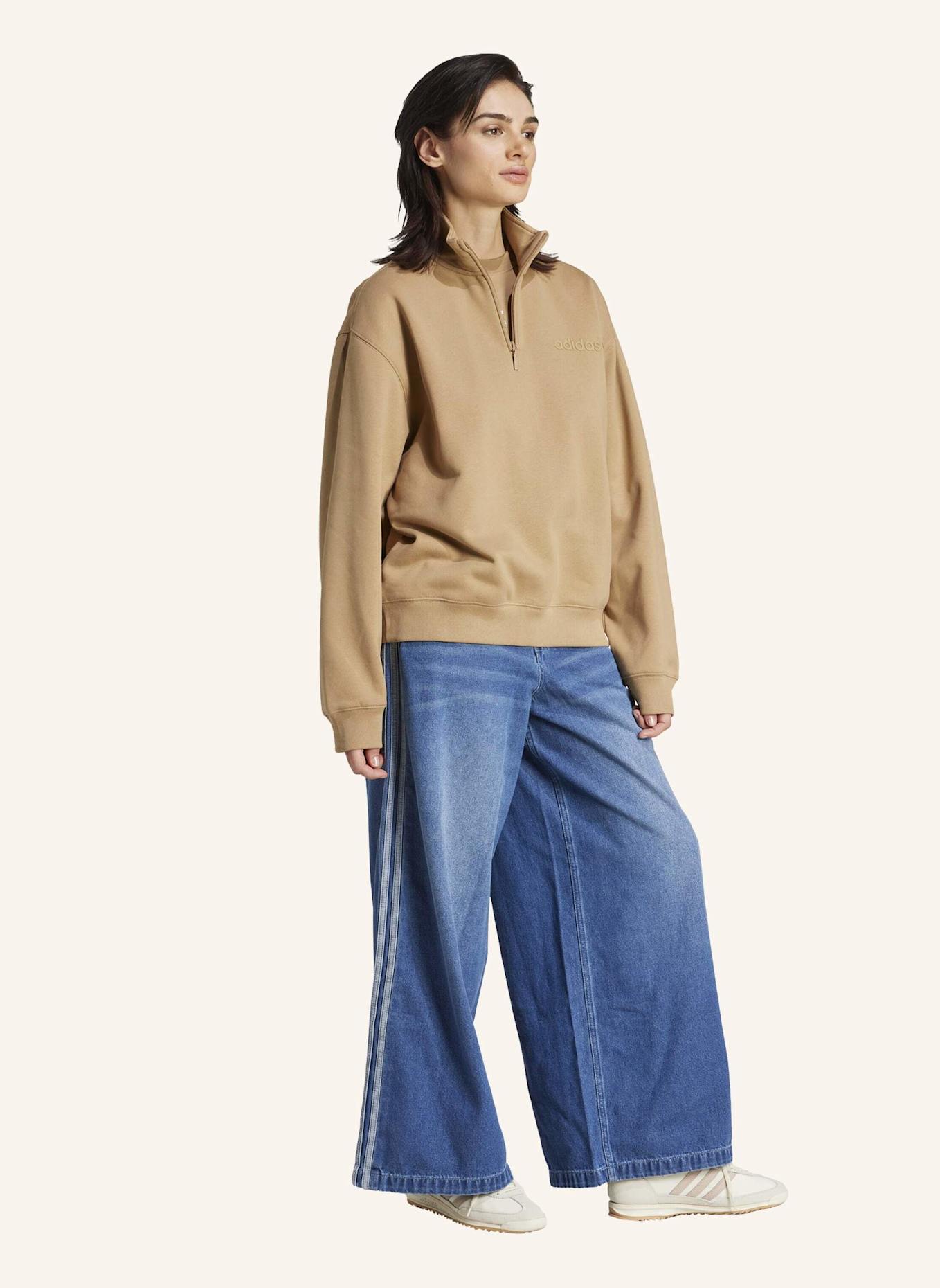 adidas Originals ESSENTIALS LINEAR QUARTER-ZIP OVERSIZED OBERTEIL: BEIGE