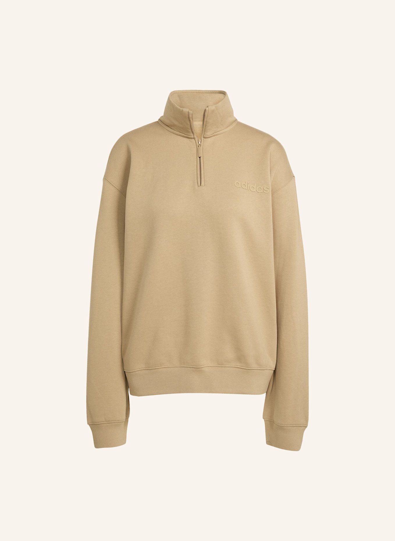 adidas Originals ESSENTIALS LINEAR QUARTER-ZIP OVERSIZED OBERTEIL: BEIGE