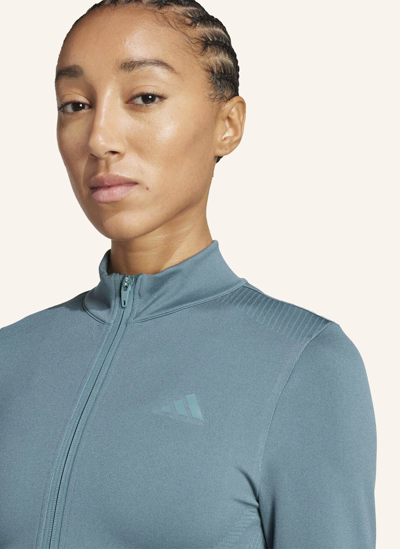 adidas WORKOUT ESSENTIALS STRICKJACKE MIT DURCHGEHENDEM REISSVERSCHLUSS: TÜRKIS