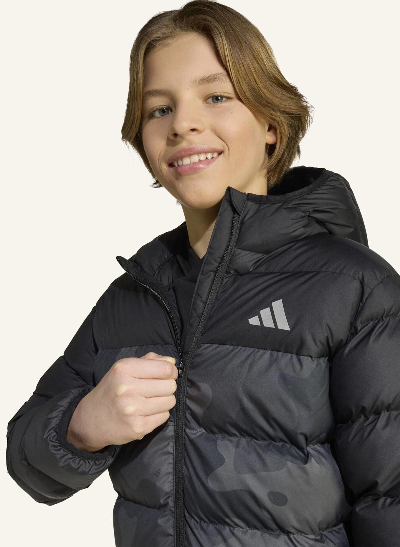 adidas SYNTHETIC DOWN ALLOVER PRINT JACKE KINDER: SCHWARZ