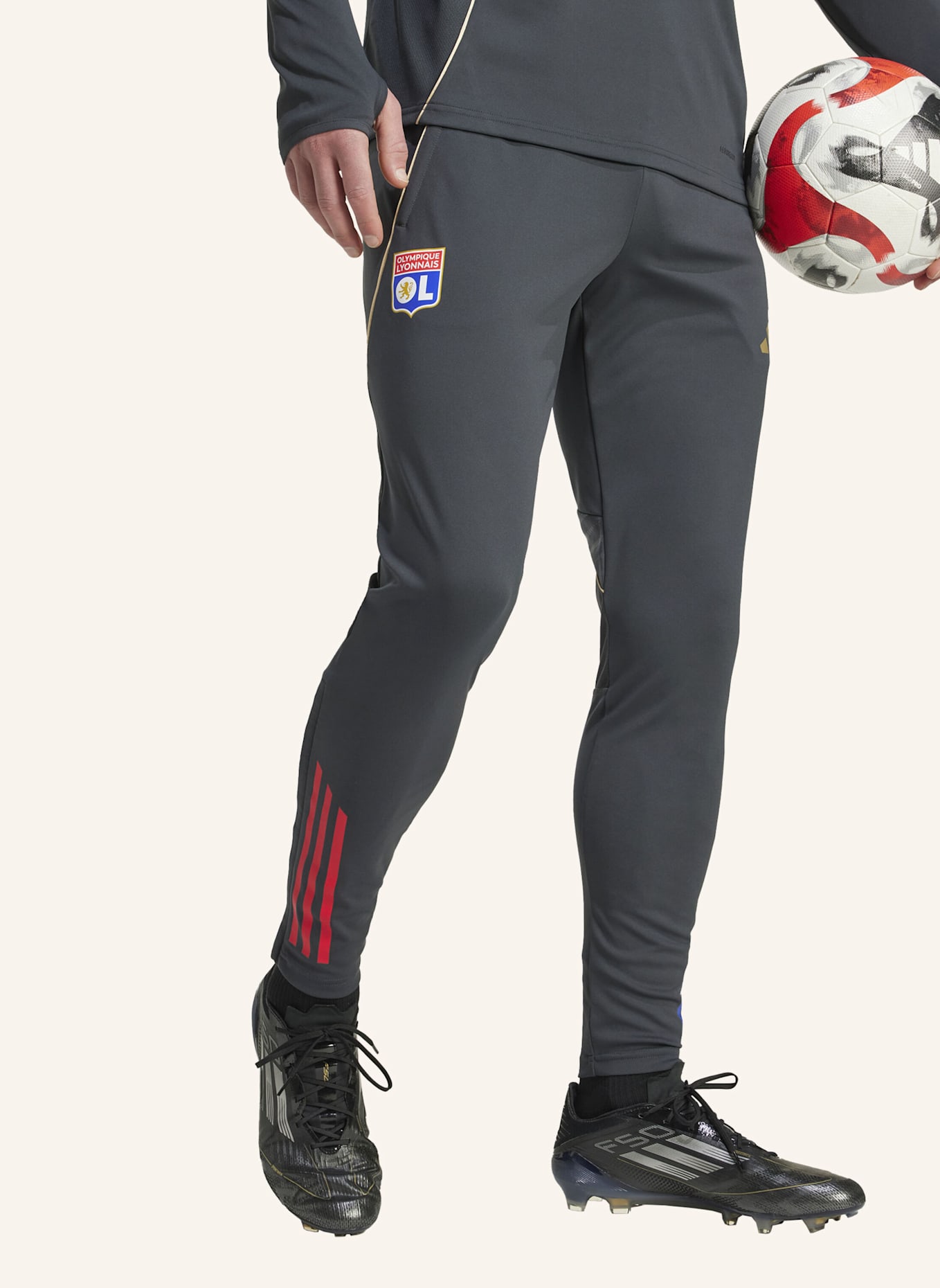 adidas OLYMPIQUE LYON TIRO 25 COMPETITION TRAININGSHOSE: GRAU/ BEIGE