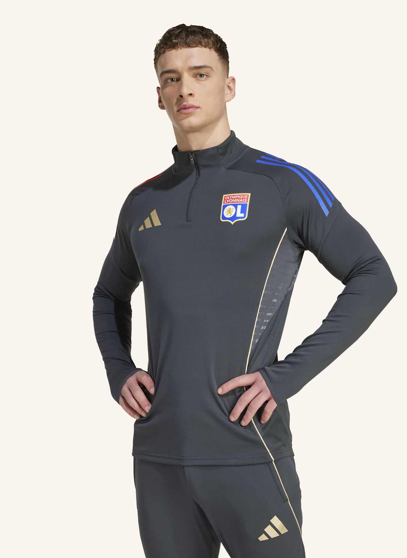 adidas OLYMPIQUE LYON TIRO 25 COMPETITION TRAININGSOBERTEIL: GRAU/ BEIGE