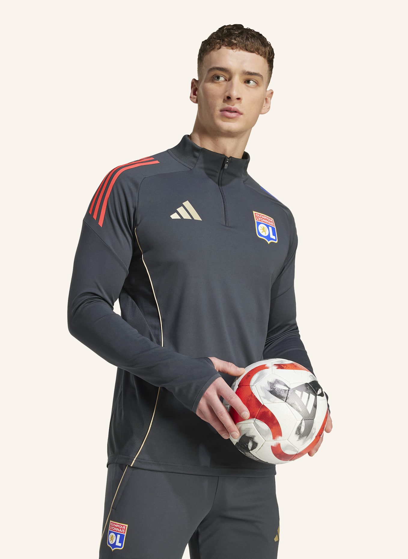 adidas OLYMPIQUE LYON TIRO 25 COMPETITION TRAININGSOBERTEIL: GRAU/ BEIGE