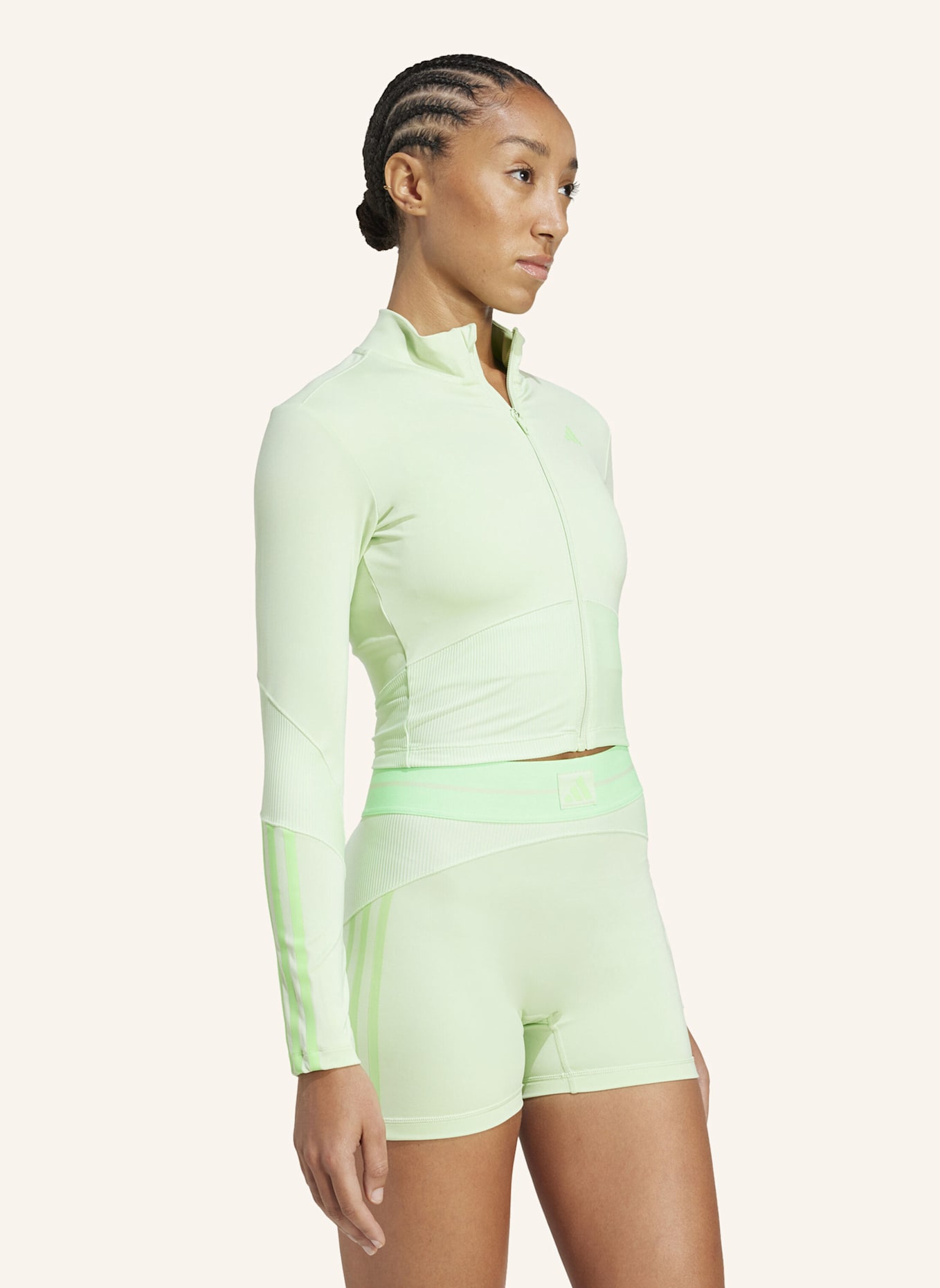 adidas HYPERGLAM RIB ZIP THRU COVER UP: GRÜN/ NEONGRÜN