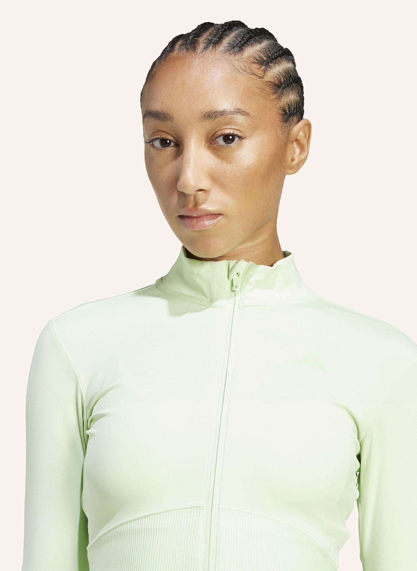 adidas HYPERGLAM RIB ZIP THRU COVER UP: GRÜN/ NEONGRÜN