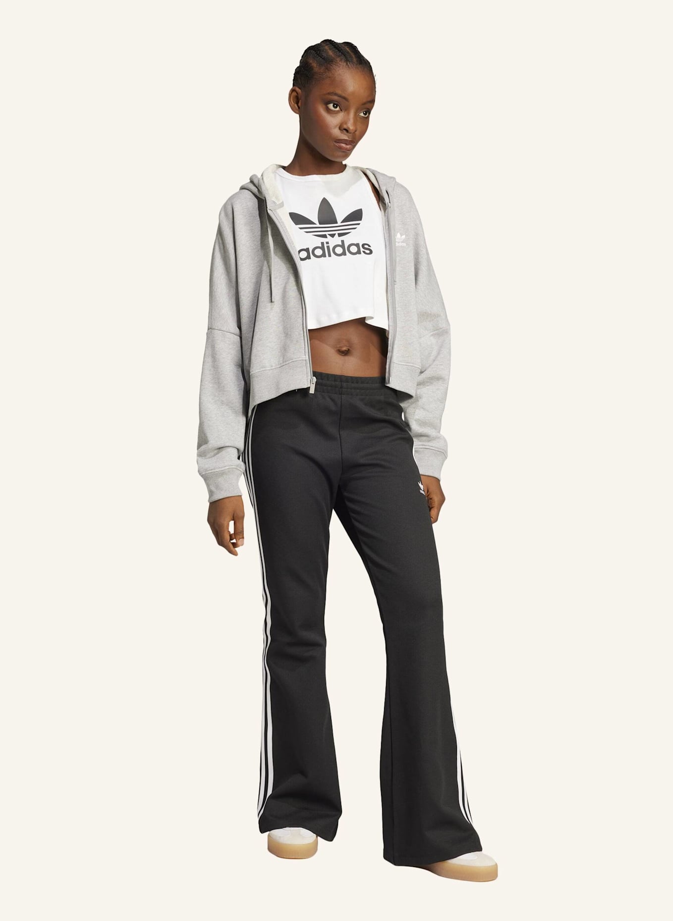 adidas Originals ESSENTIALS SHORT FRENCH TERRY KAPUZENJACKE: GRAU