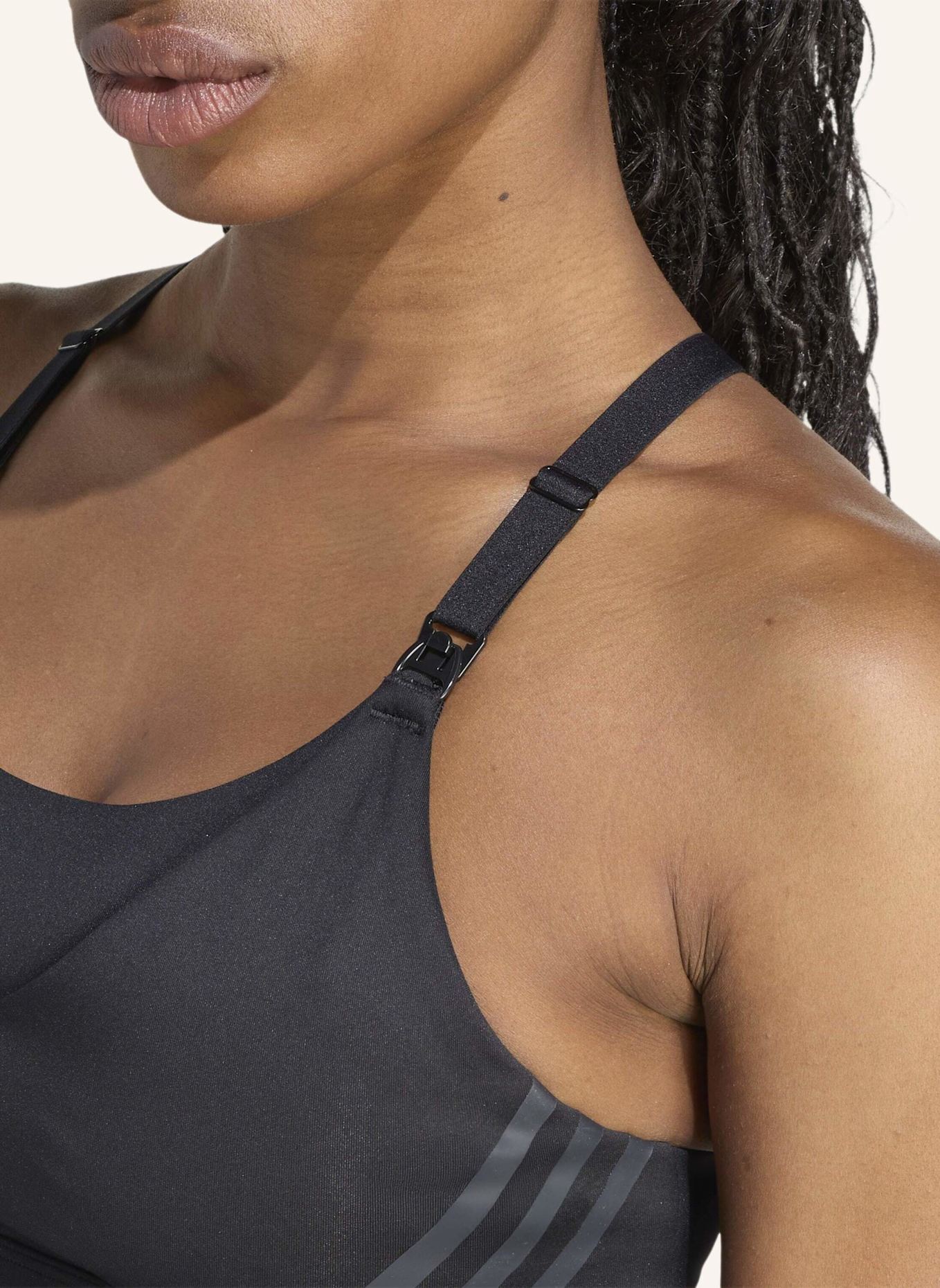 adidas POWERIMPACT LUXE MEDIUM-SUPPORT MATERNITY SPORT-BH: SCHWARZ/ GRAU