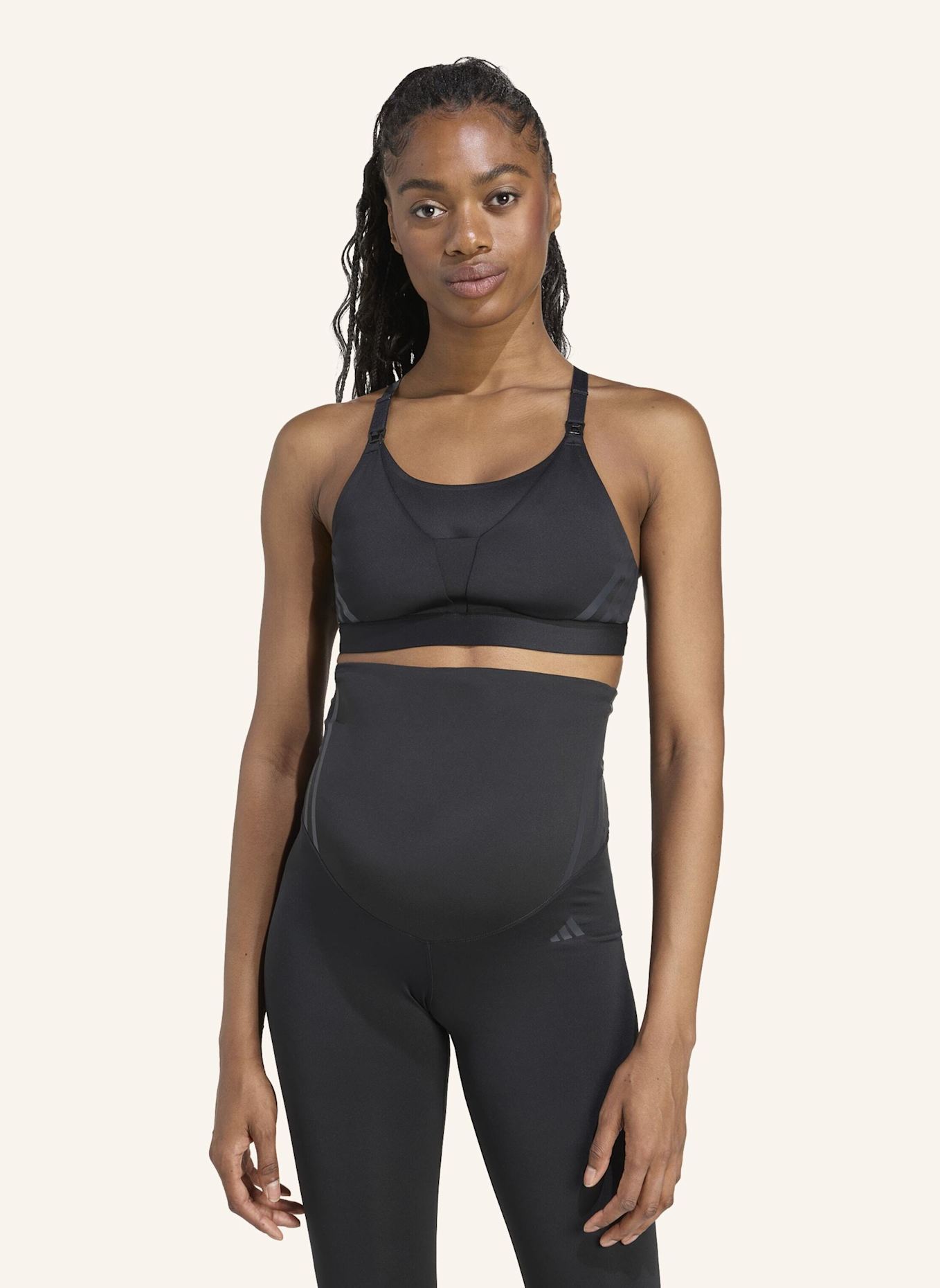adidas POWERIMPACT LUXE MEDIUM-SUPPORT MATERNITY SPORT-BH: SCHWARZ/ GRAU