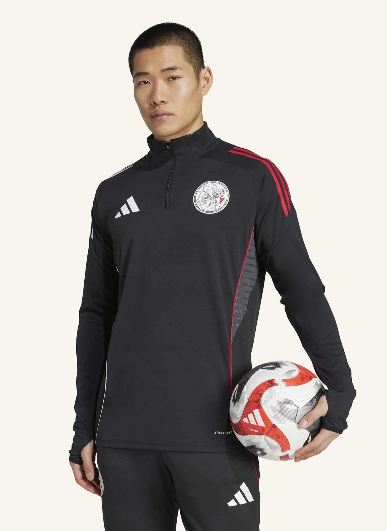 adidas AJAX TIRO 25 COMPETITION TRAININGSOBERTEIL: SCHWARZ/ WEISS/ ROT
