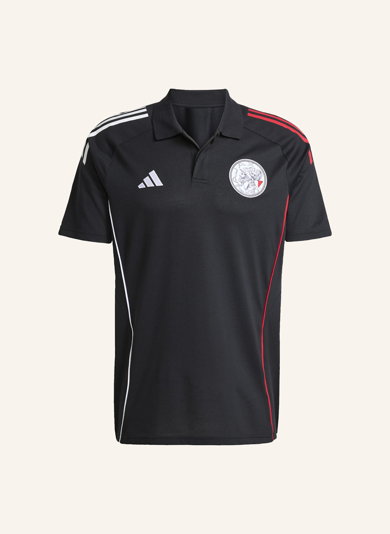 adidas AJAX TIRO 25 COMPETITION POLOSHIRT: SCHWARZ/ WEISS/ ROT
