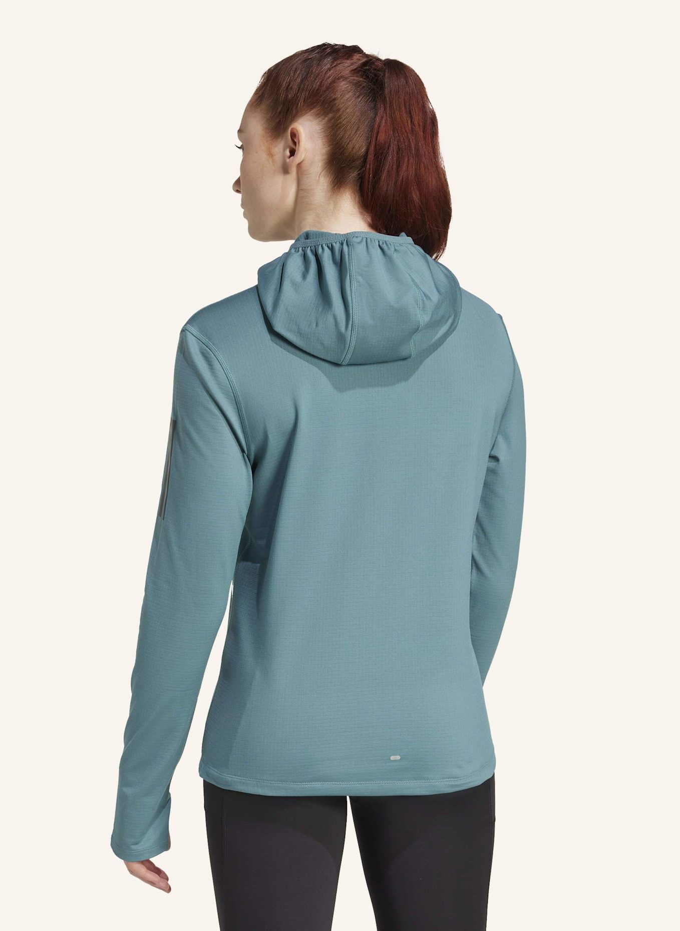 adidas Laufshirt OWN THE RUN WINTERIZED HOODED HALF ZIP: TÜRKIS