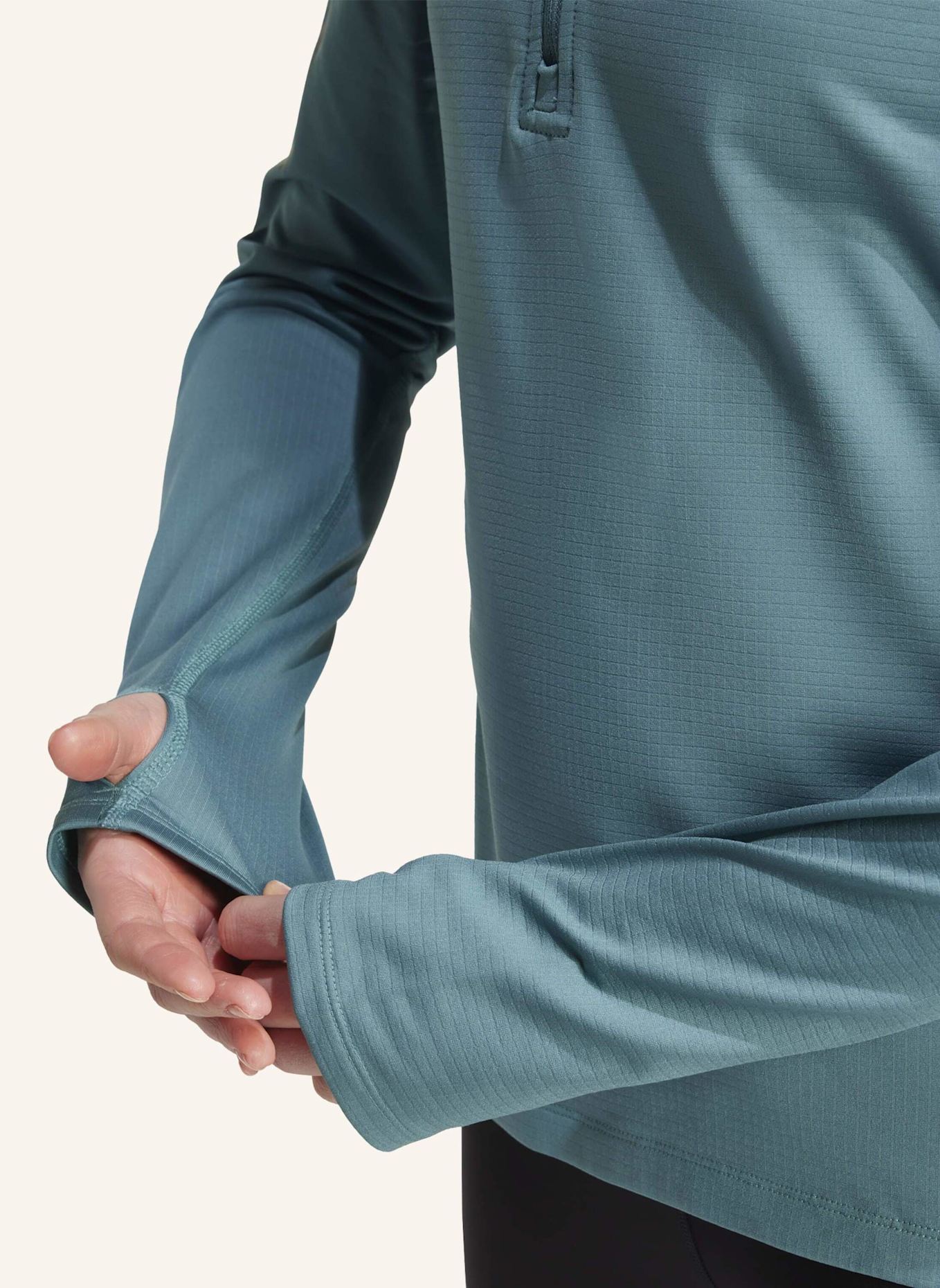 adidas Laufshirt OWN THE RUN WINTERIZED HOODED HALF ZIP: TÜRKIS