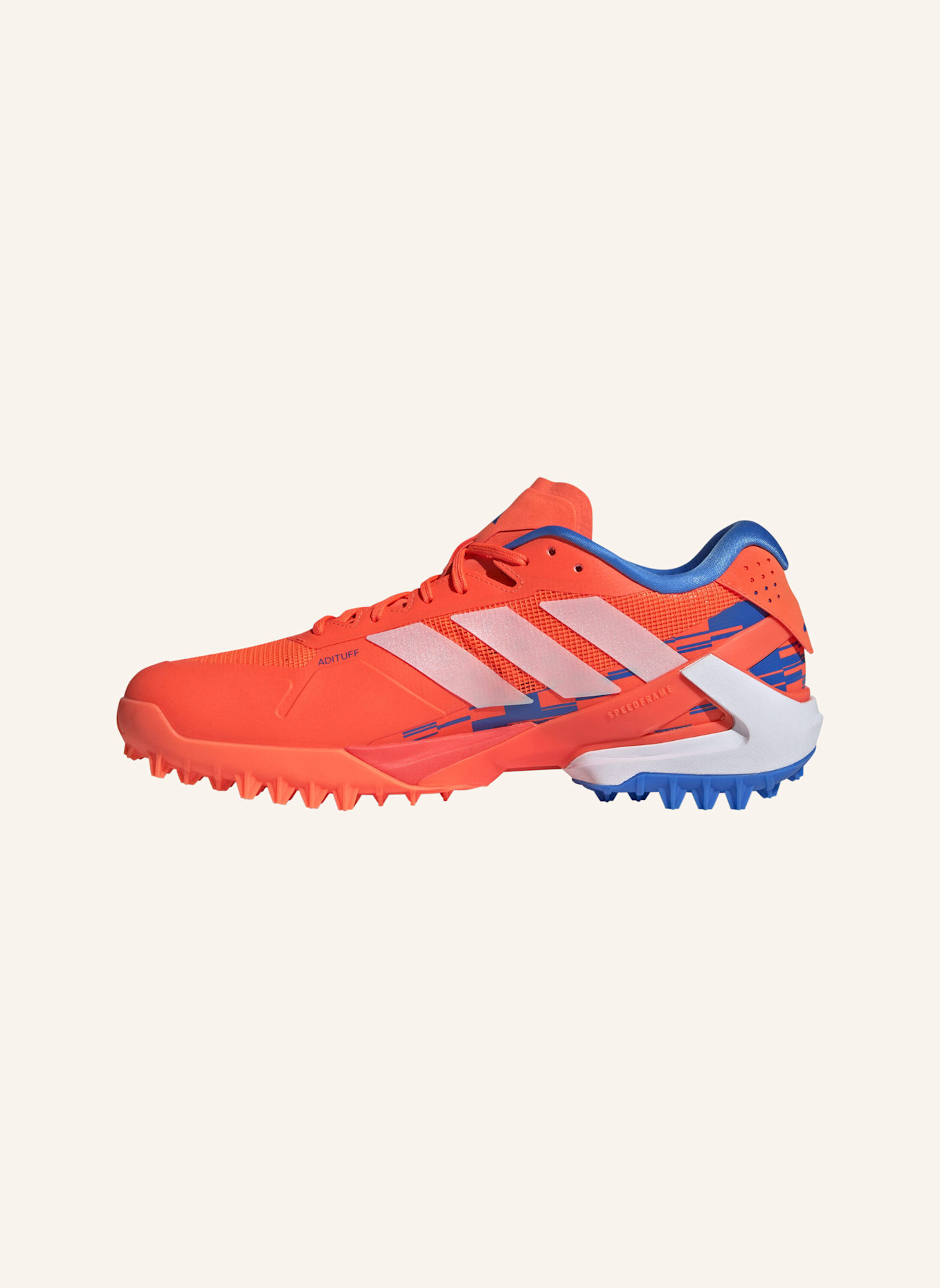adidas ADIZERO LUX 3 FELDHOCKEY-STIEFEL: ORANGE/ WEISS/ BLAU