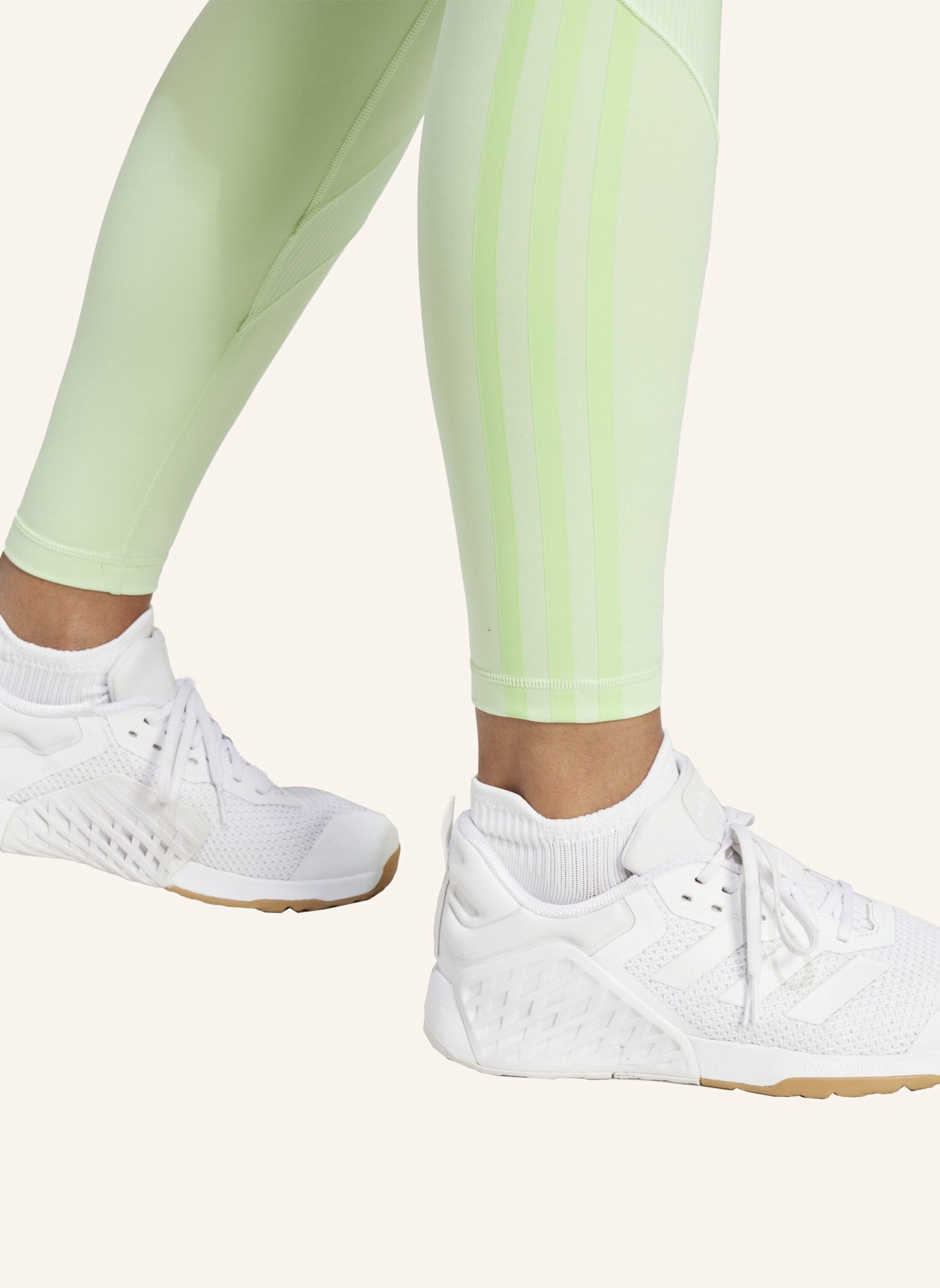 adidas HYPERGLAM RIB 1/1 LEGGINGS: GRÜN/ NEONGRÜN