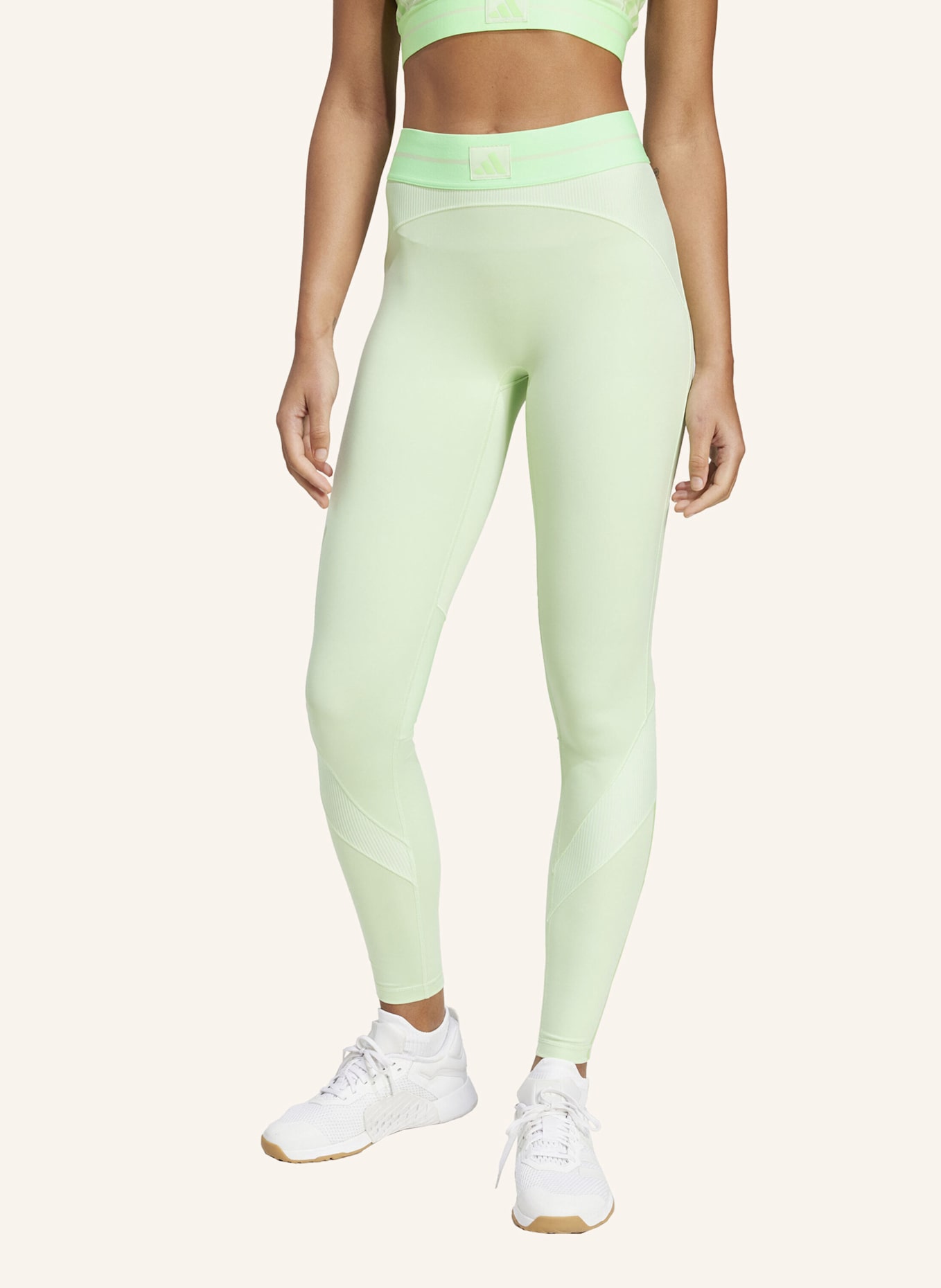 adidas HYPERGLAM RIB 1/1 LEGGINGS: GRÜN/ NEONGRÜN