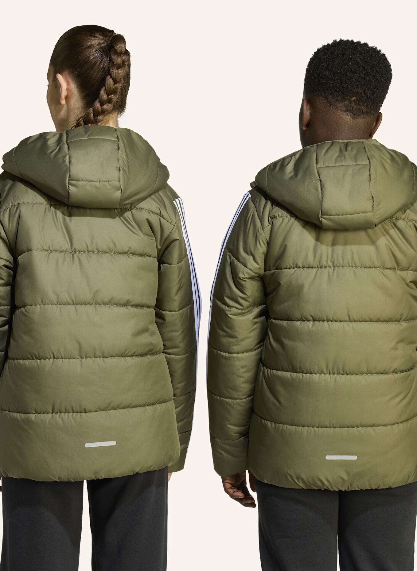 adidas ESSENTIALS 3-STREIFEN GEFÜTTERTE KINDERJACKE: WEISS