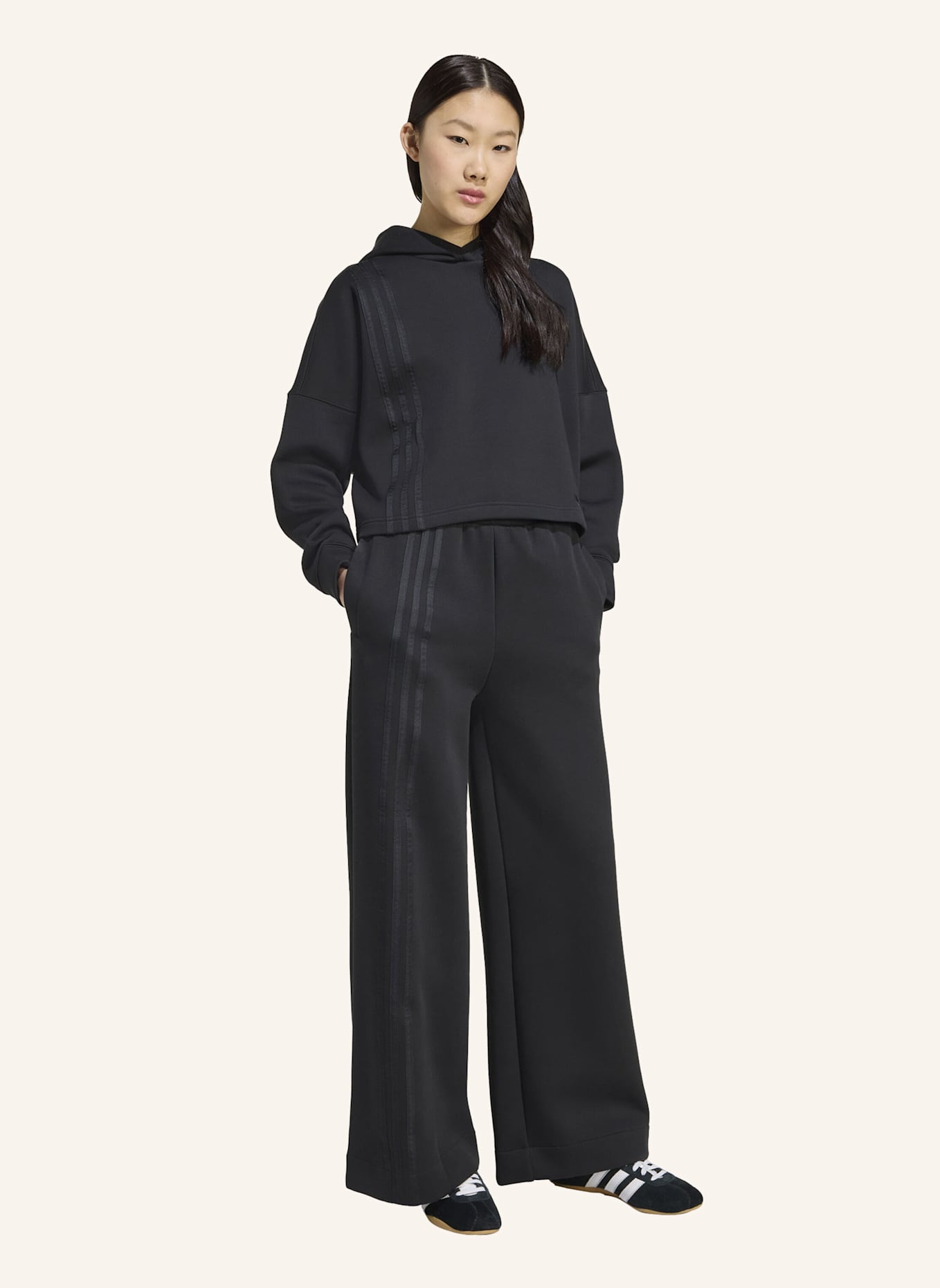 adidas Originals OFF PLACED 3-STREIFEN HOODIE: SCHWARZ