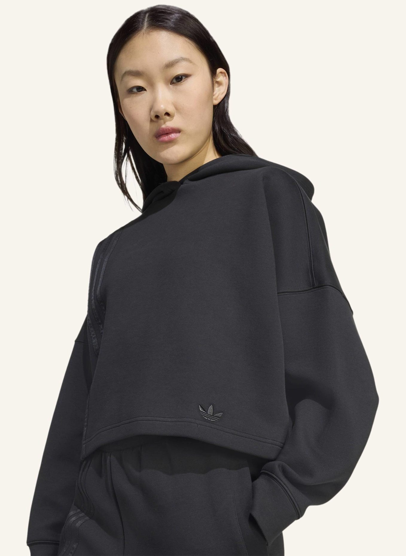 adidas Originals OFF PLACED 3-STREIFEN HOODIE: SCHWARZ
