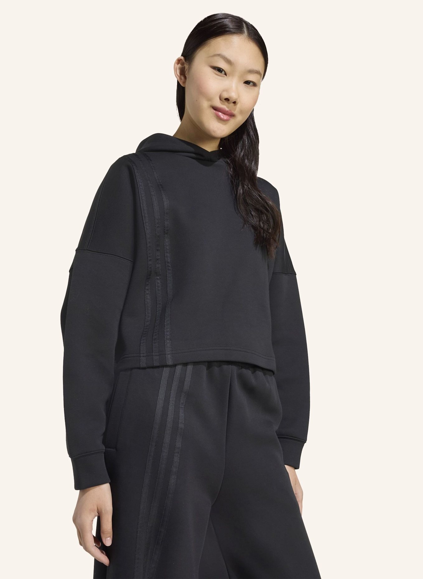 adidas Originals OFF PLACED 3-STREIFEN HOODIE: SCHWARZ
