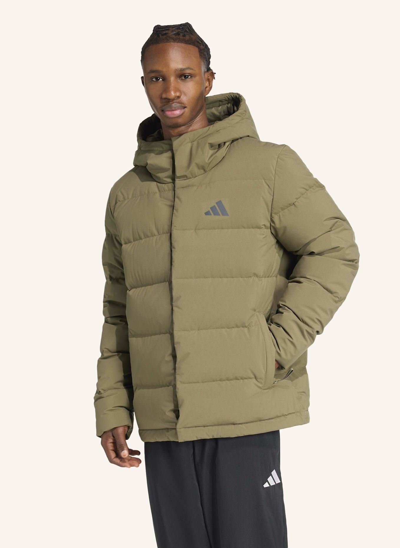 adidas HELIONIC CLIMAWARM DAUNENJACKE MIT KAPUZE: GRÜN