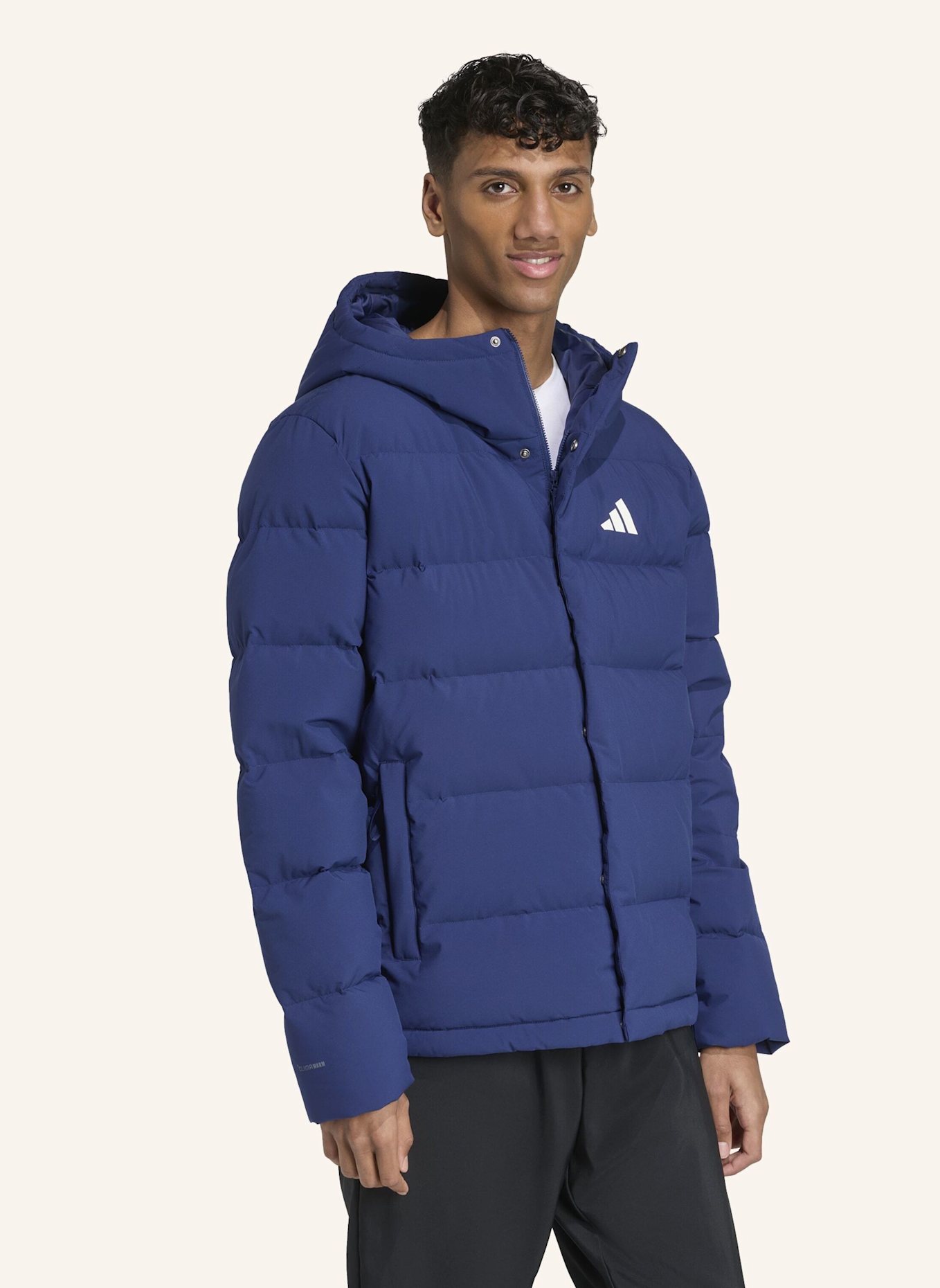 adidas HELIONIC CLIMAWARM DAUNENJACKE MIT KAPUZE: BLAU