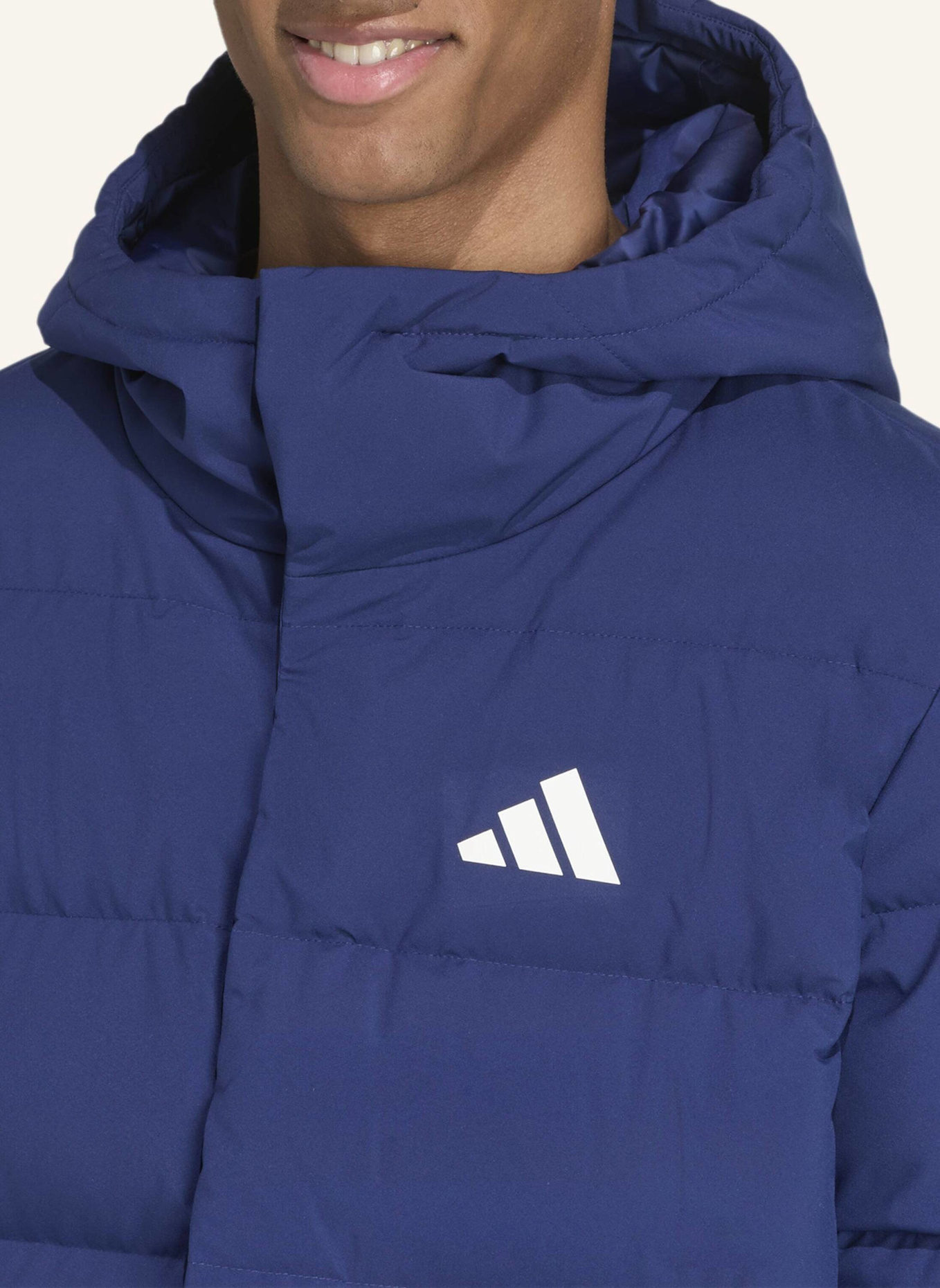 adidas HELIONIC CLIMAWARM DAUNENJACKE MIT KAPUZE: BLAU