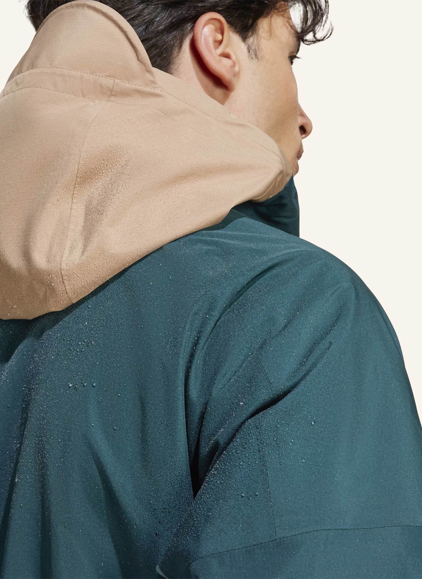 adidas TERREX TERREX XPLORIC 2-LAGIGER, GEFÜTTERTER CLIMAPROOF ANORAK: PETROL/ TÜRKIS/ CAMEL