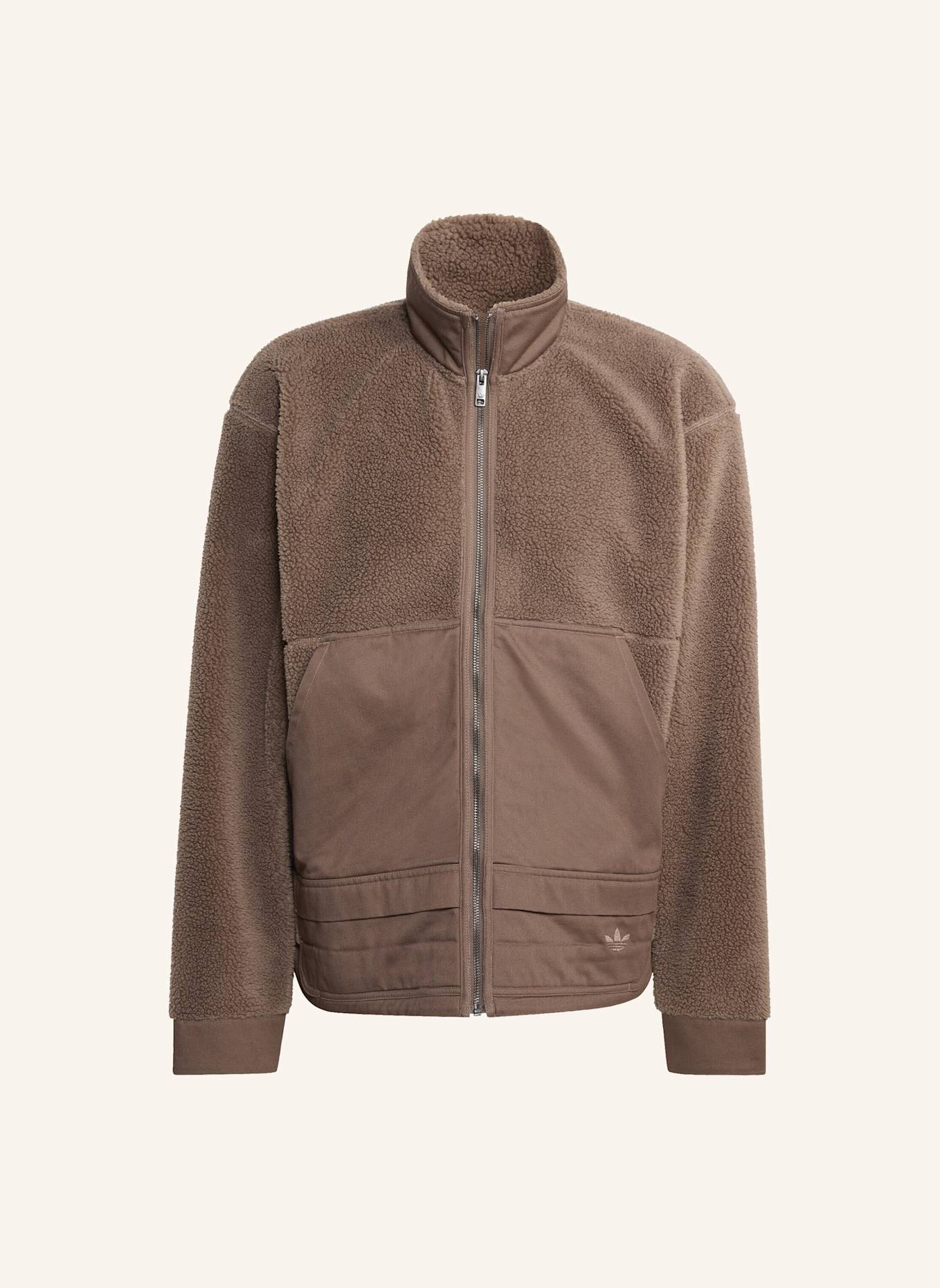 adidas Originals HOCHWERTIGE ESSENTIALS POLARFLEECE-JACKE MIT DURCHGEHENDEM REISSVERSCHLUSS: BRAUN
