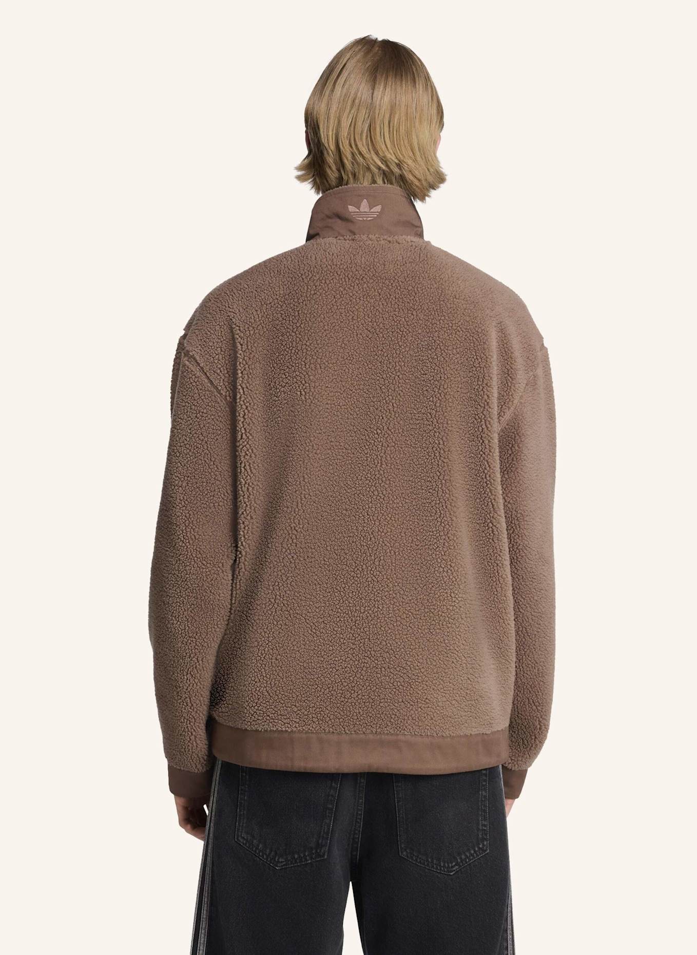 adidas Originals HOCHWERTIGE ESSENTIALS POLARFLEECE-JACKE MIT DURCHGEHENDEM REISSVERSCHLUSS: BRAUN