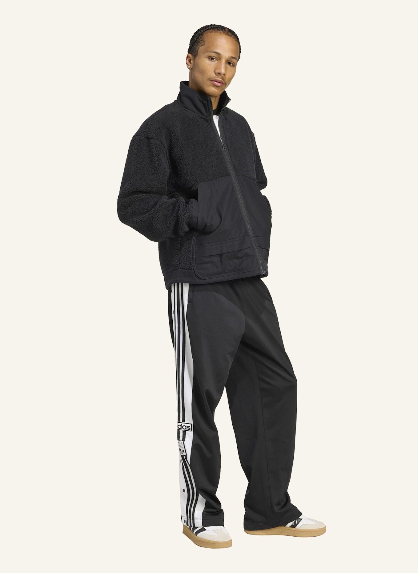 adidas Originals HOCHWERTIGE ESSENTIALS POLARFLEECE-JACKE MIT DURCHGEHENDEM REISSVERSCHLUSS: SCHWARZ