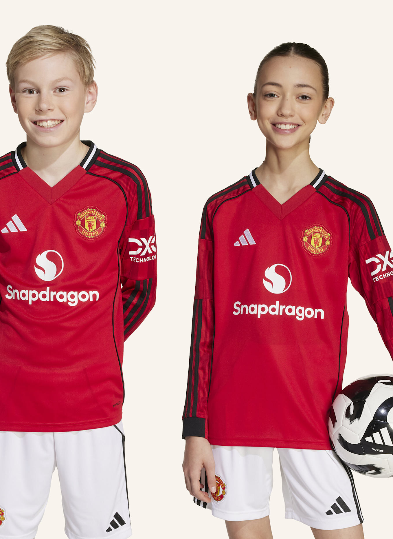 adidas MANCHESTER UNITED 25/26 LANGÄRMELIGES HEIMTRIKOT KIDS: ROT