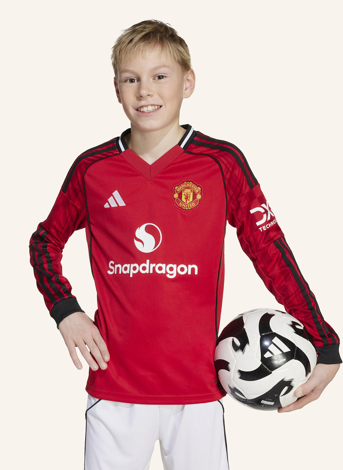 adidas MANCHESTER UNITED 25/26 LANGÄRMELIGES HEIMTRIKOT KIDS: ROT