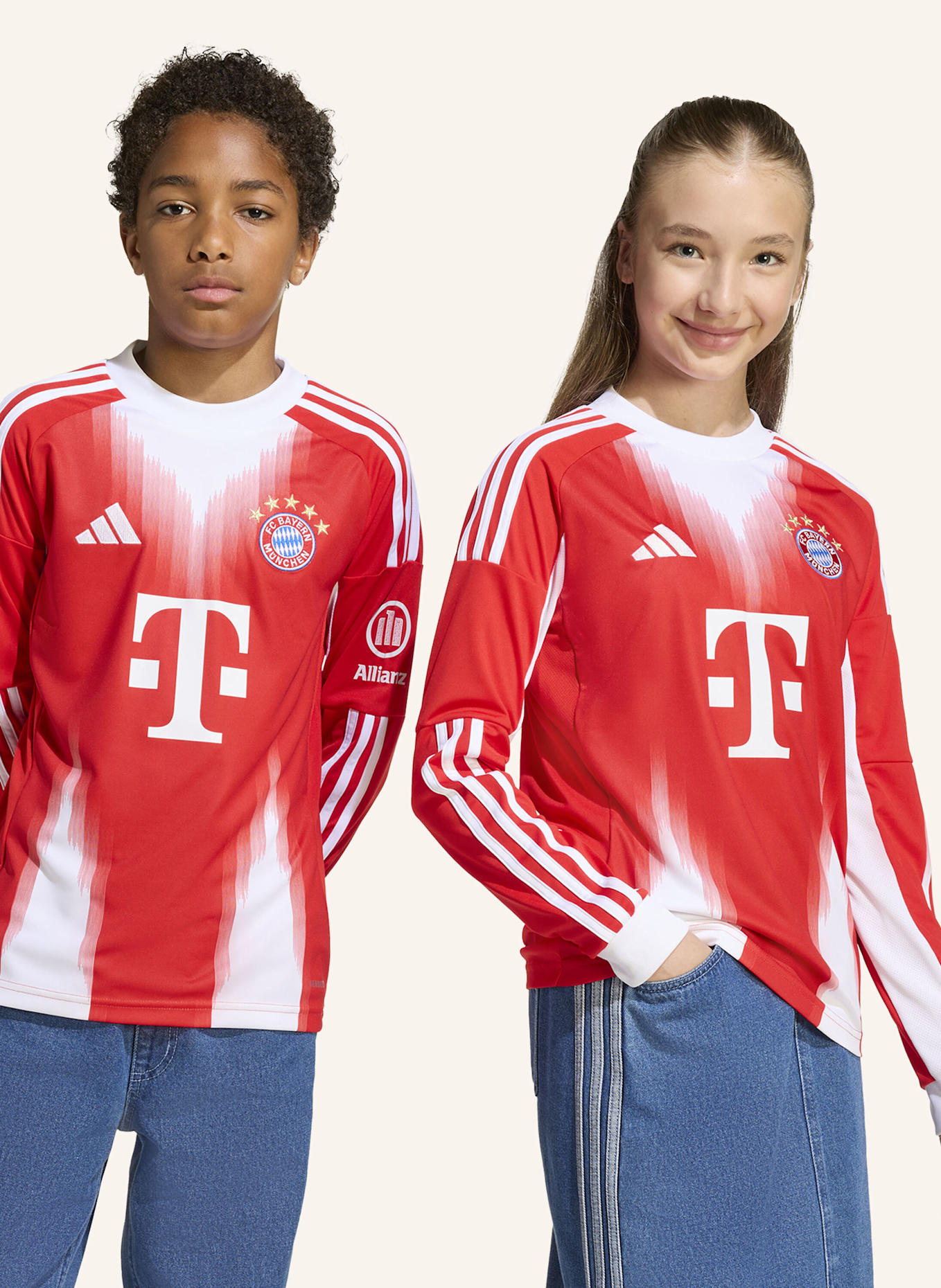 adidas FC BAYERN MÜNCHEN 25/26 LONG SLEEVE KIDS HEIMTRIKOT: ROT