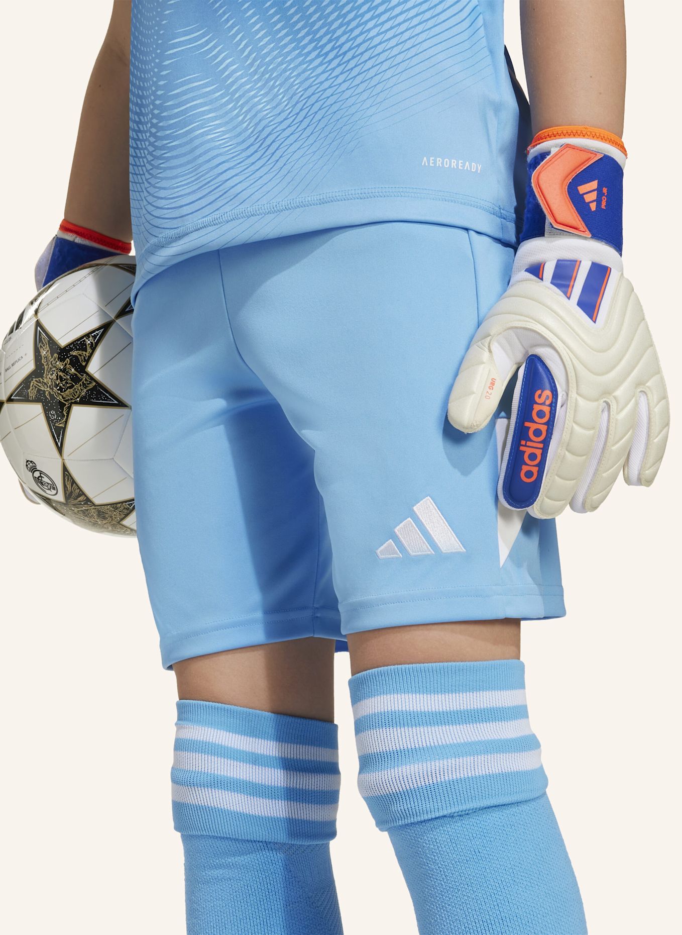 adidas REAL MADRID 25/26 HEIM-TORWARTAUSRÜSTUNG FÜR KINDER: BLAU